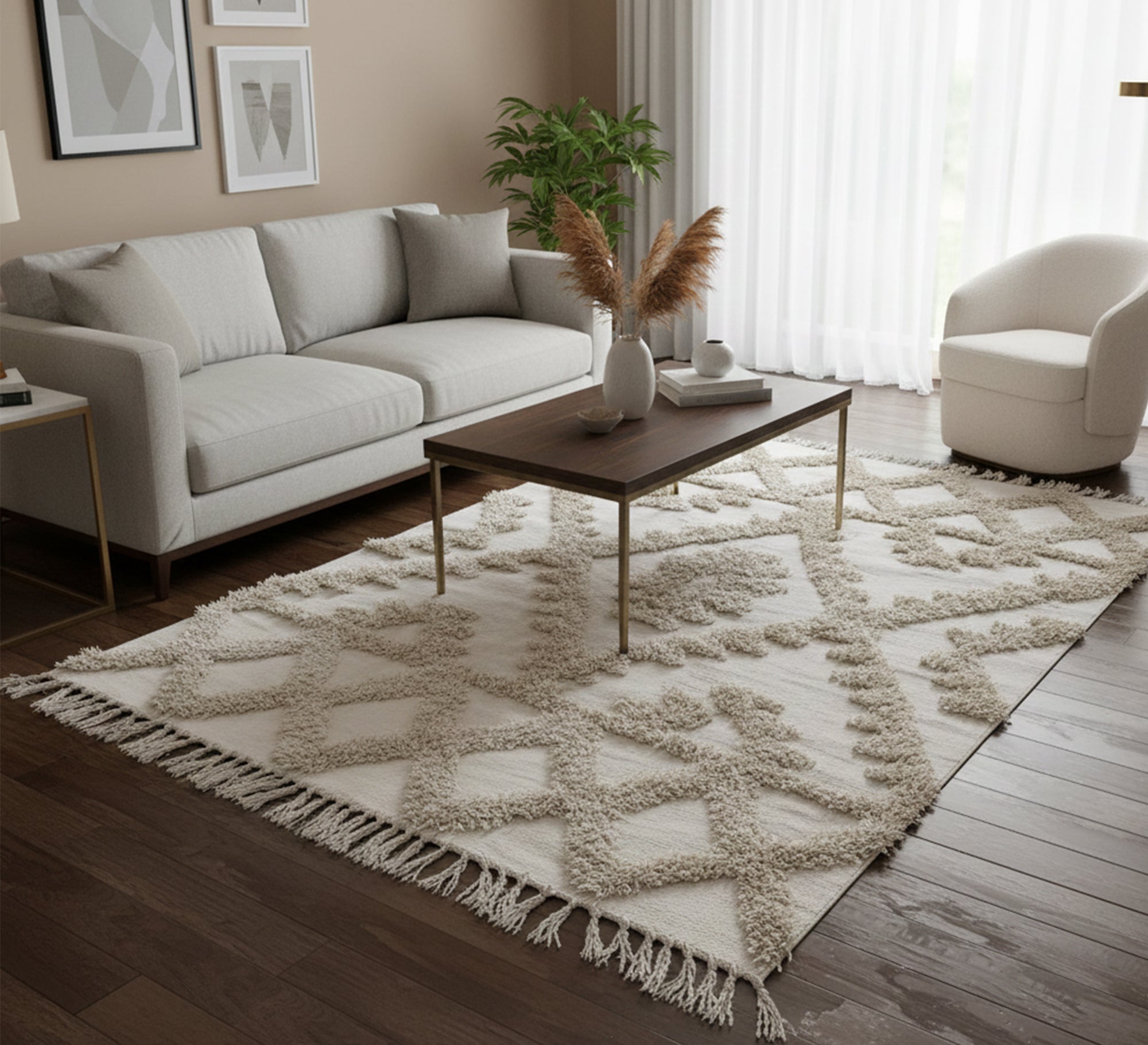 A rustic rug decorated with elegant geometric patterns - Vitrine Furniture - Accessories