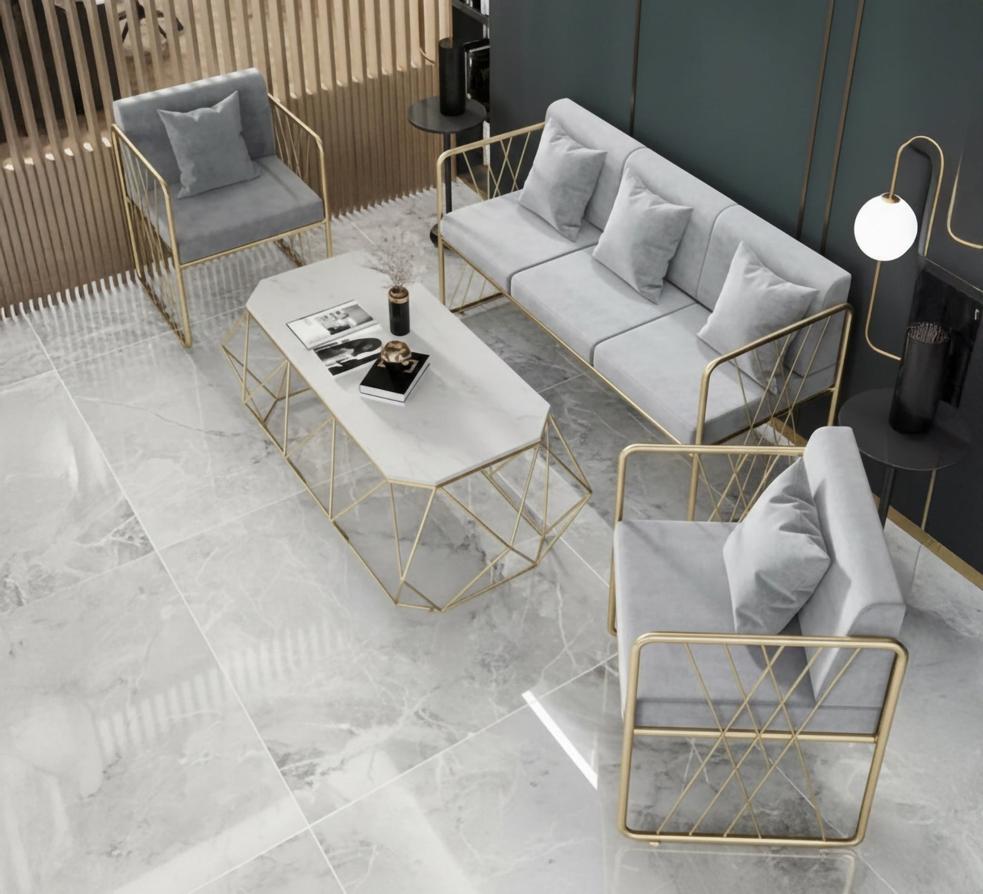 A serene gray living room set - Vitrine Furniture - Furniture