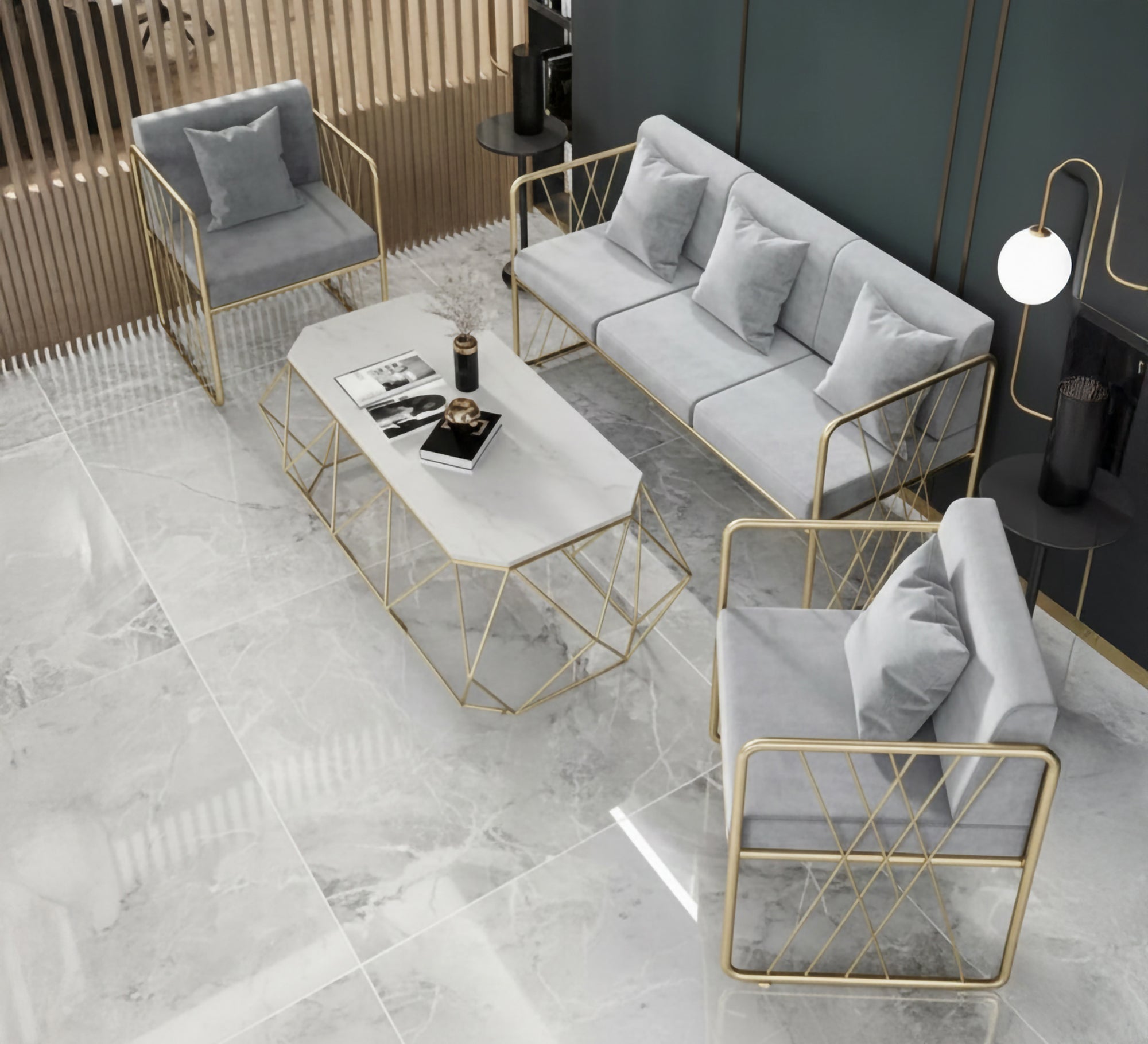 A serene gray living room set - Vitrine Furniture - Furniture