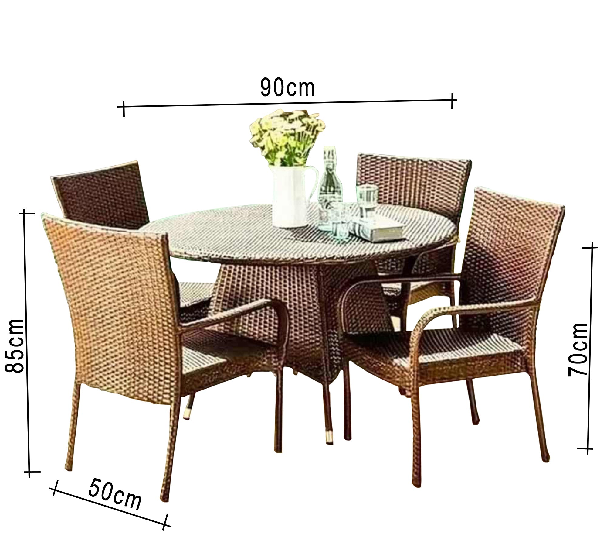 A set of Circular dining table with four chairs - Vitrine Furniture - Outdoor Products