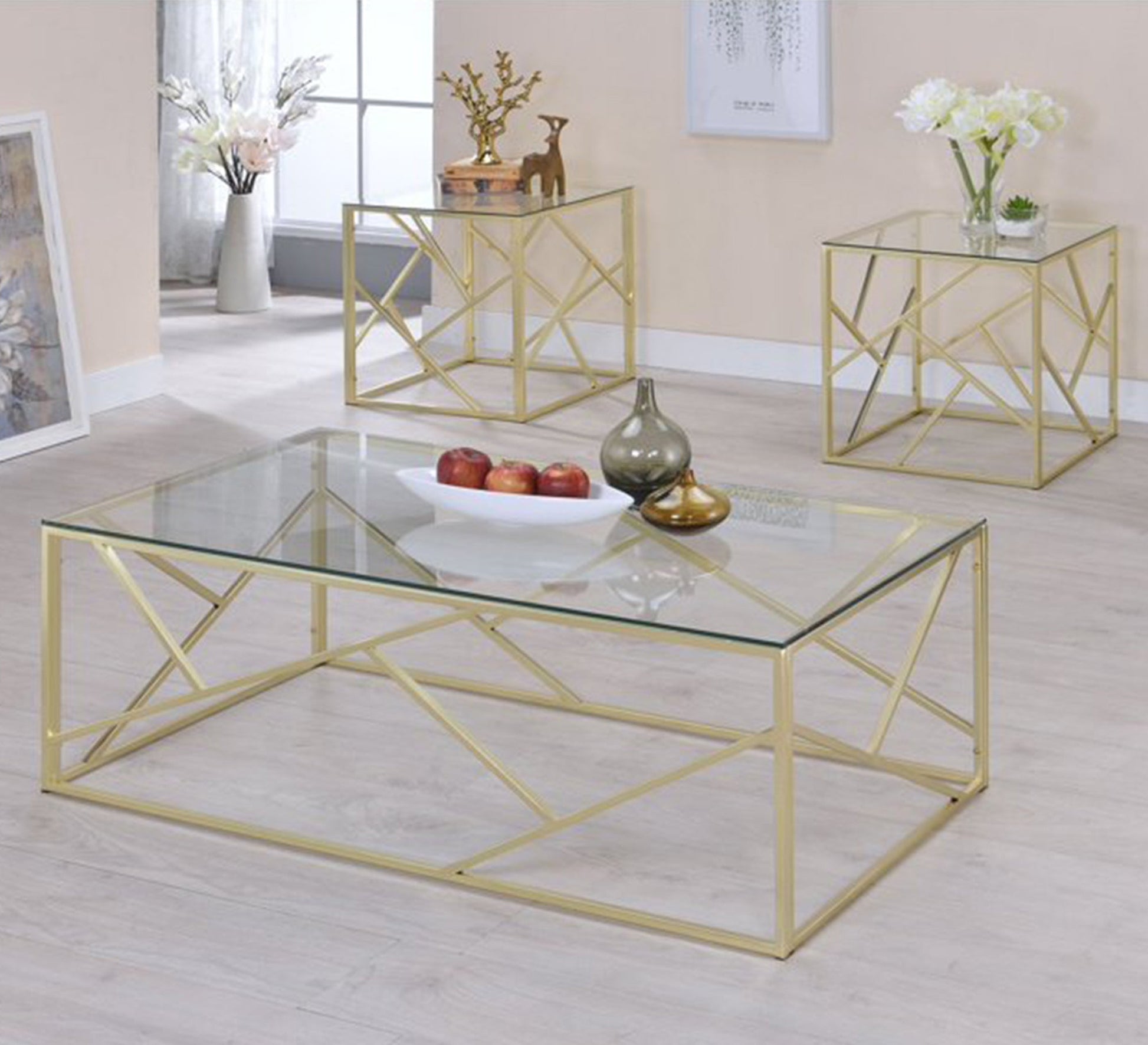 A set of tables in gold with a modern design - Vitrine Furniture - Furniture