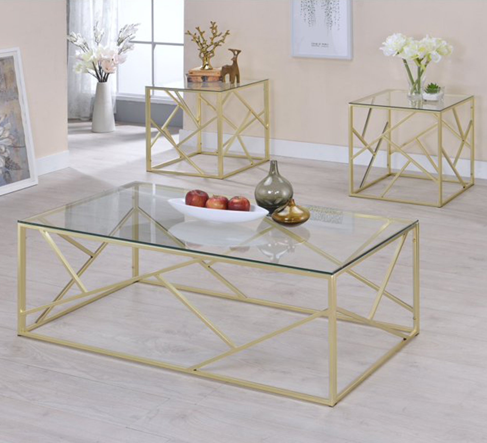 A set of tables in gold with a modern design - Vitrine Furniture - Furniture