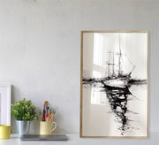 A ship's plaque with a golden frame - Vitrine Furniture - Décor