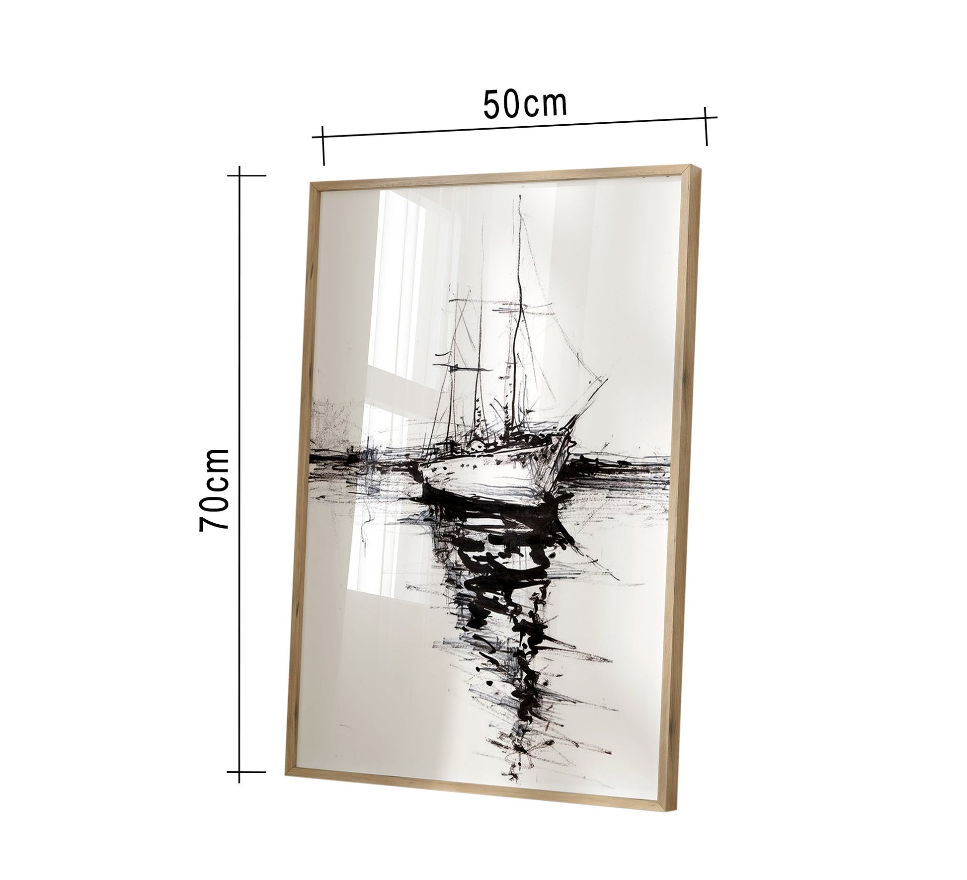 A ship's plaque with a golden frame - Vitrine Furniture - Décor