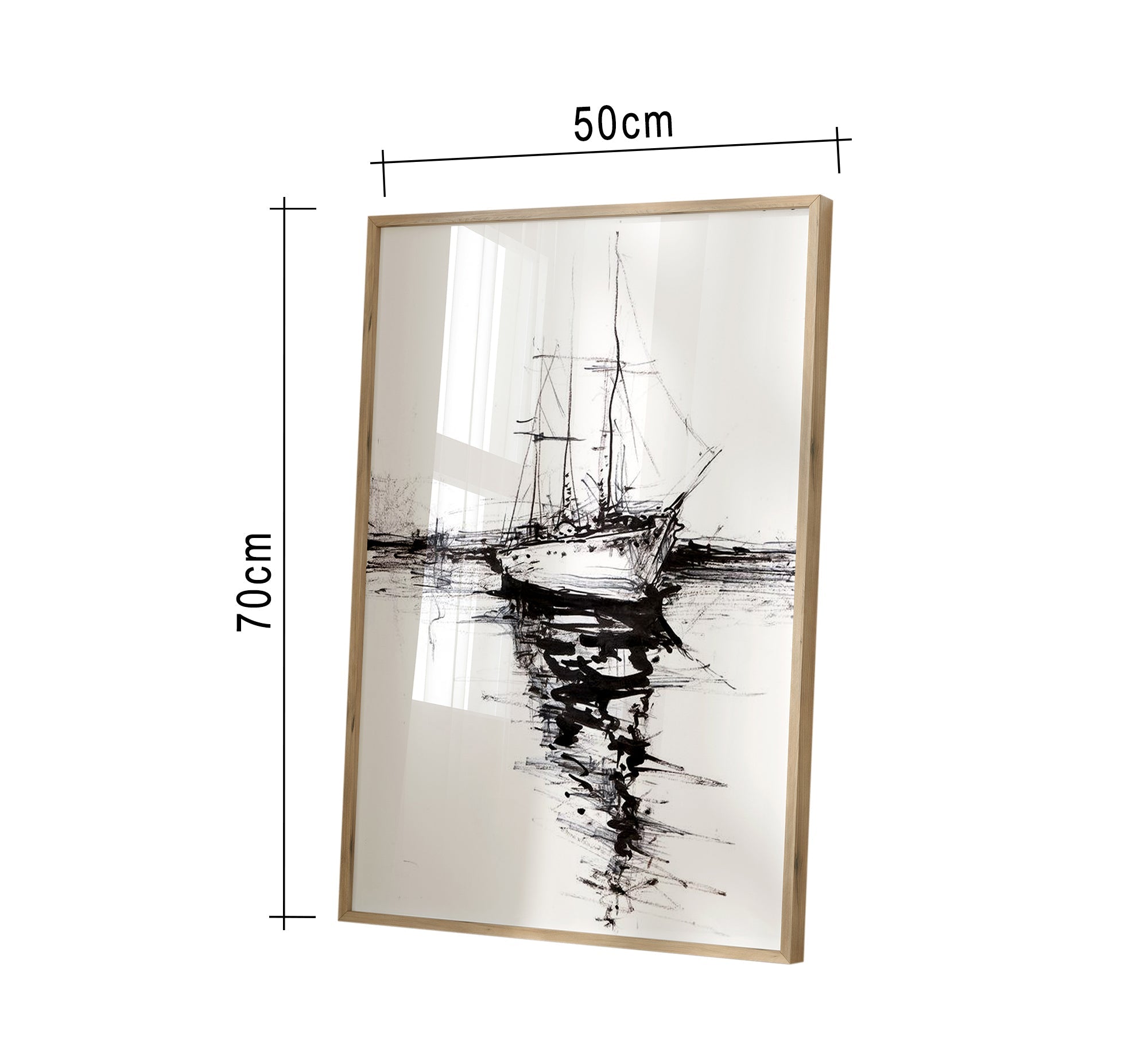 A ship's plaque with a golden frame - Vitrine Furniture - Décor