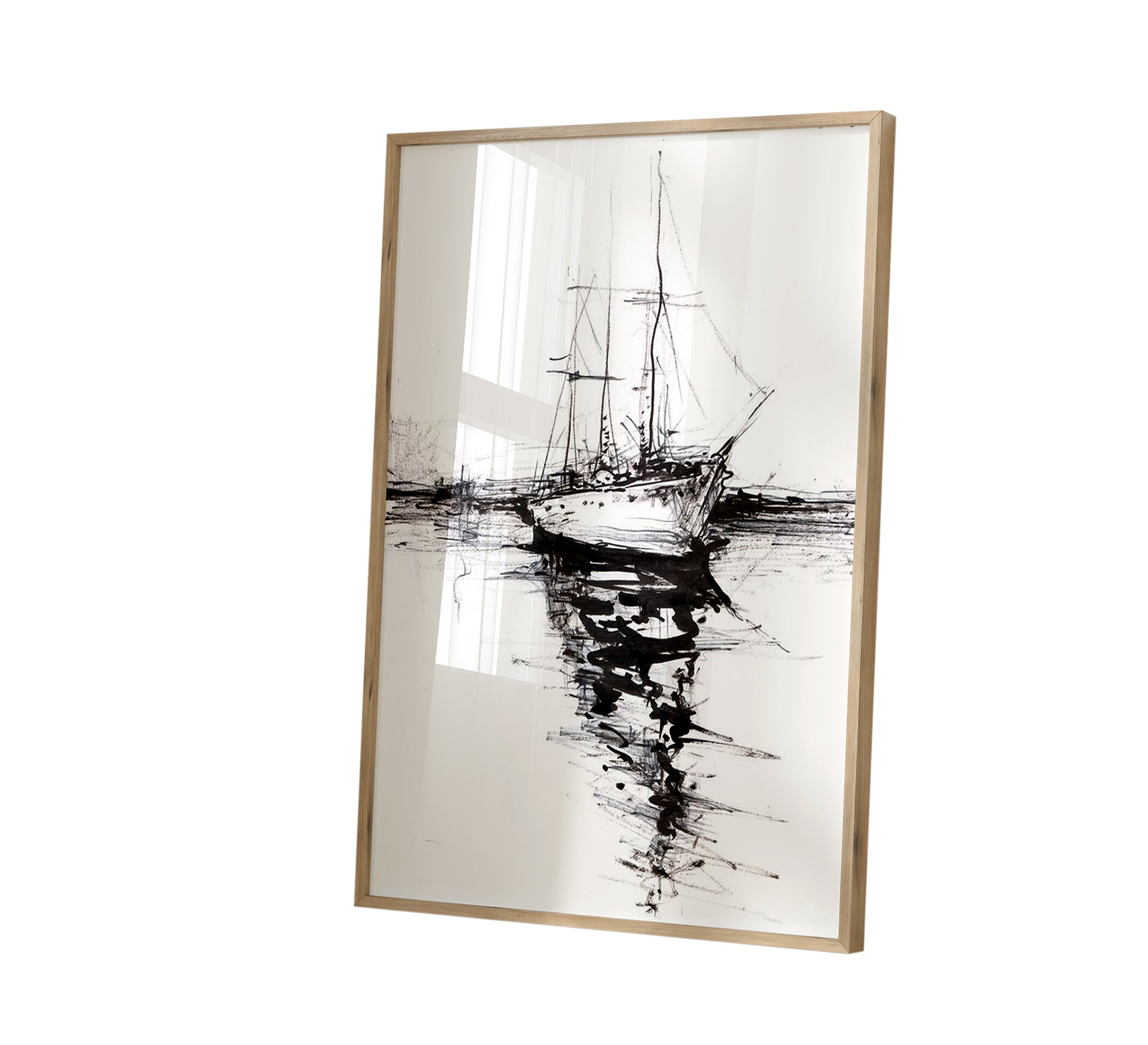 A ship's plaque with a golden frame - Vitrine Furniture - Décor