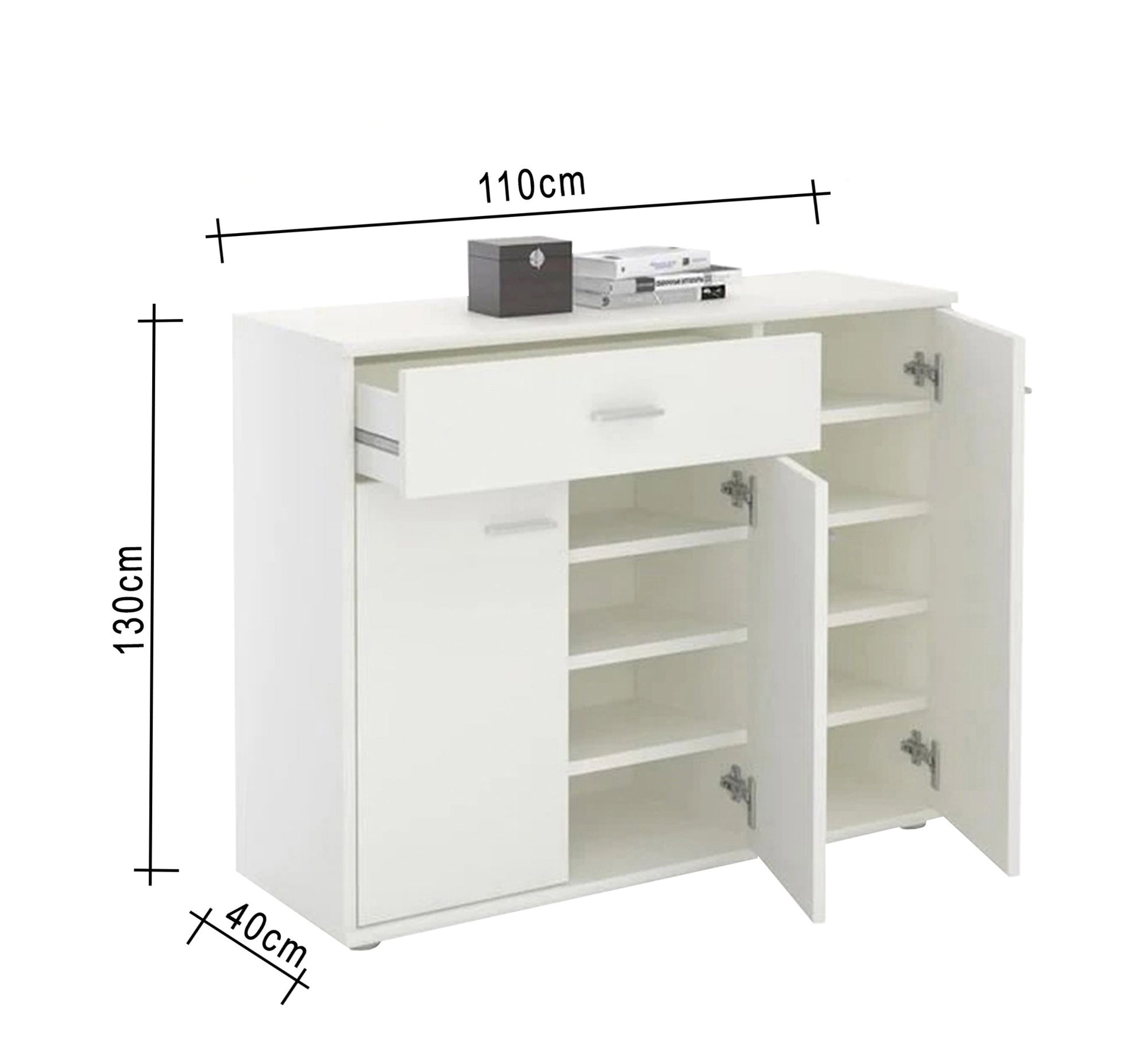 A shoe rack with three moving leaves and a drawer - Vitrine Furniture - Shoe Racks