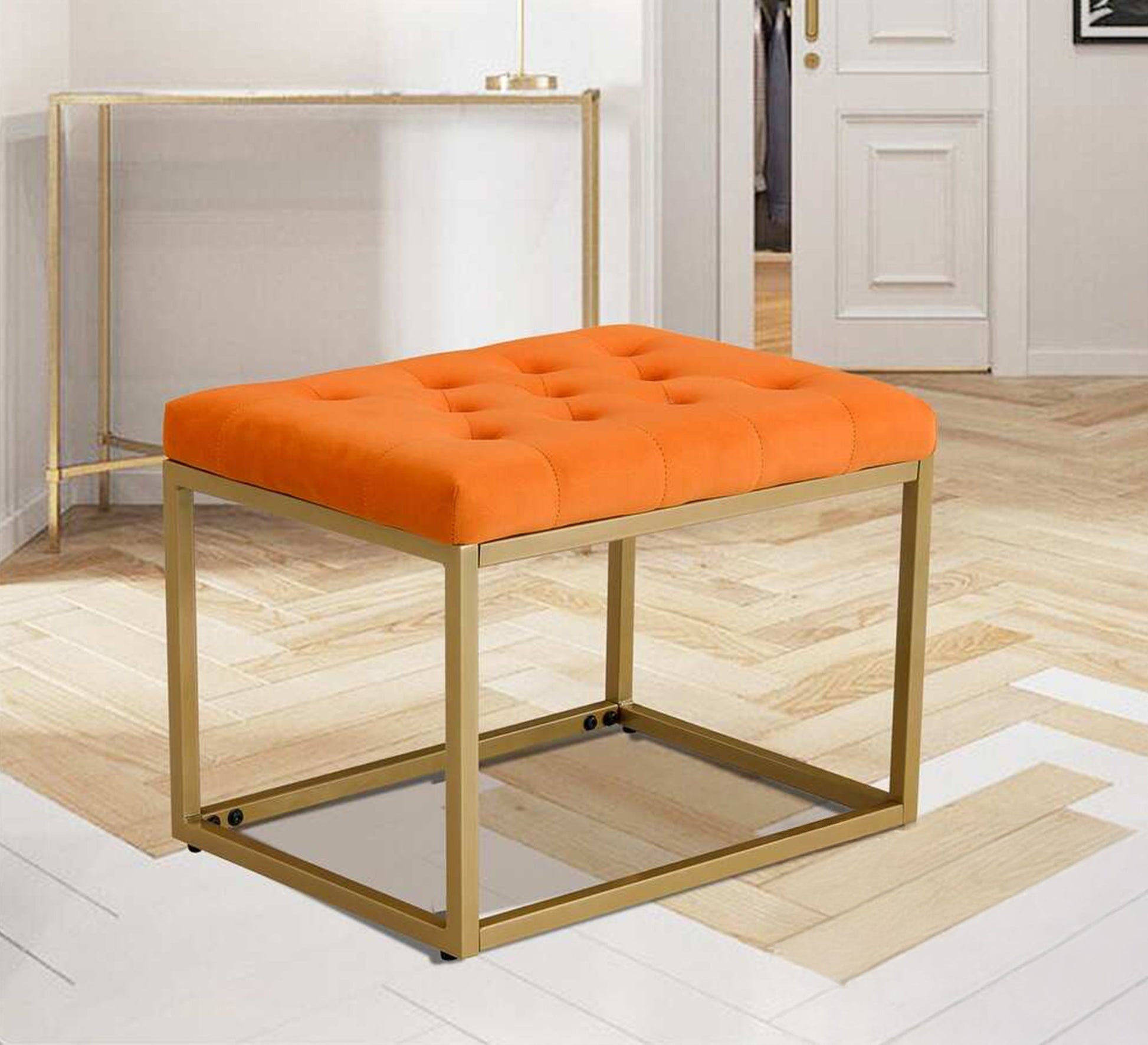 A small orange velvet seat - Vitrine Furniture - Furniture