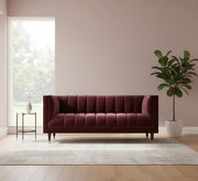 A sofa in a burgundy color with recessed lines on the back and the base - Vitrine Furniture - Living room Sofas