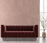 A sofa in a burgundy color with recessed lines on the back and the base - Vitrine Furniture - Living room Sofas