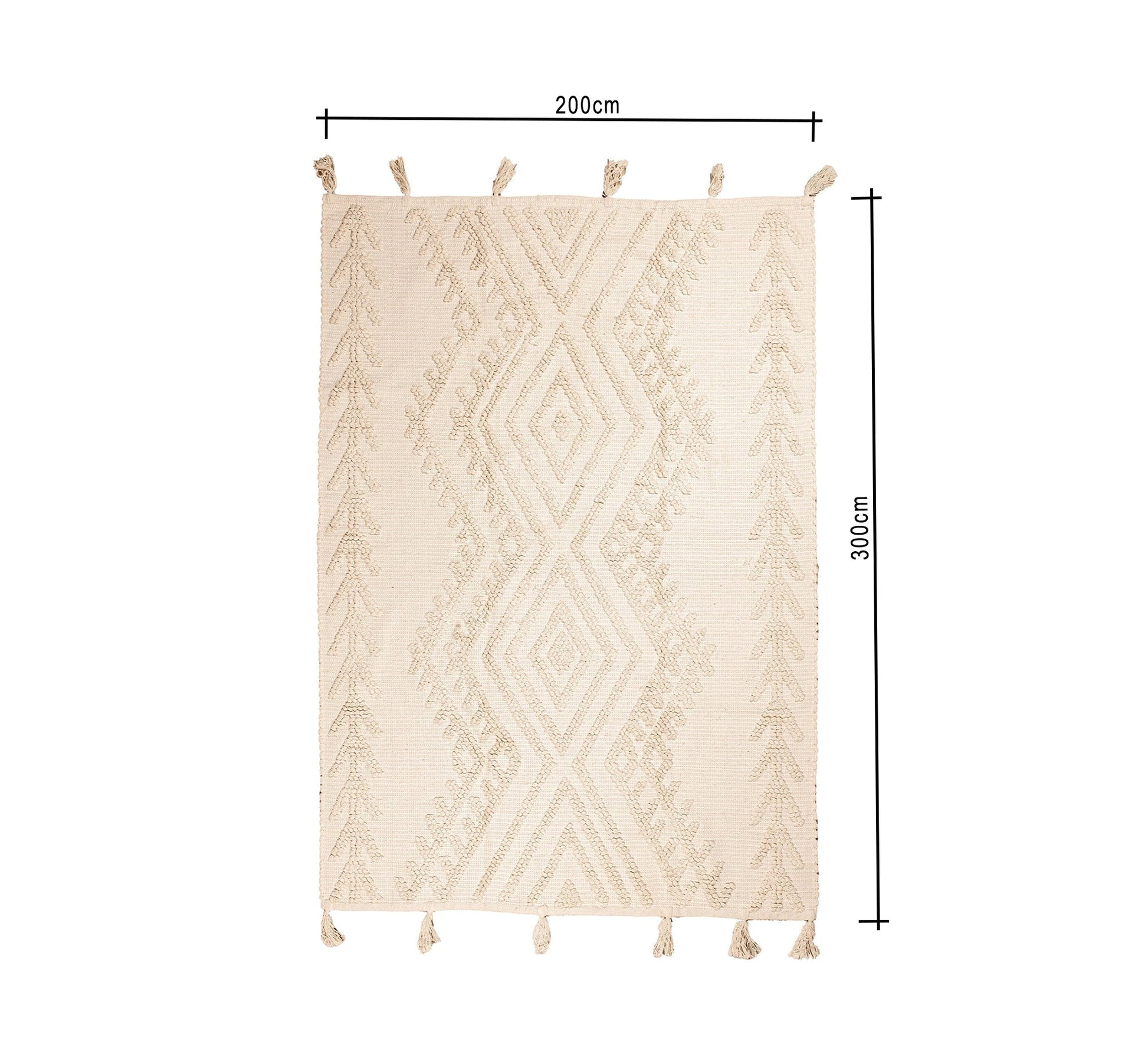 A soft white rug with a distinctive texture and prominent diamond patterns - Vitrine Furniture - Accessories