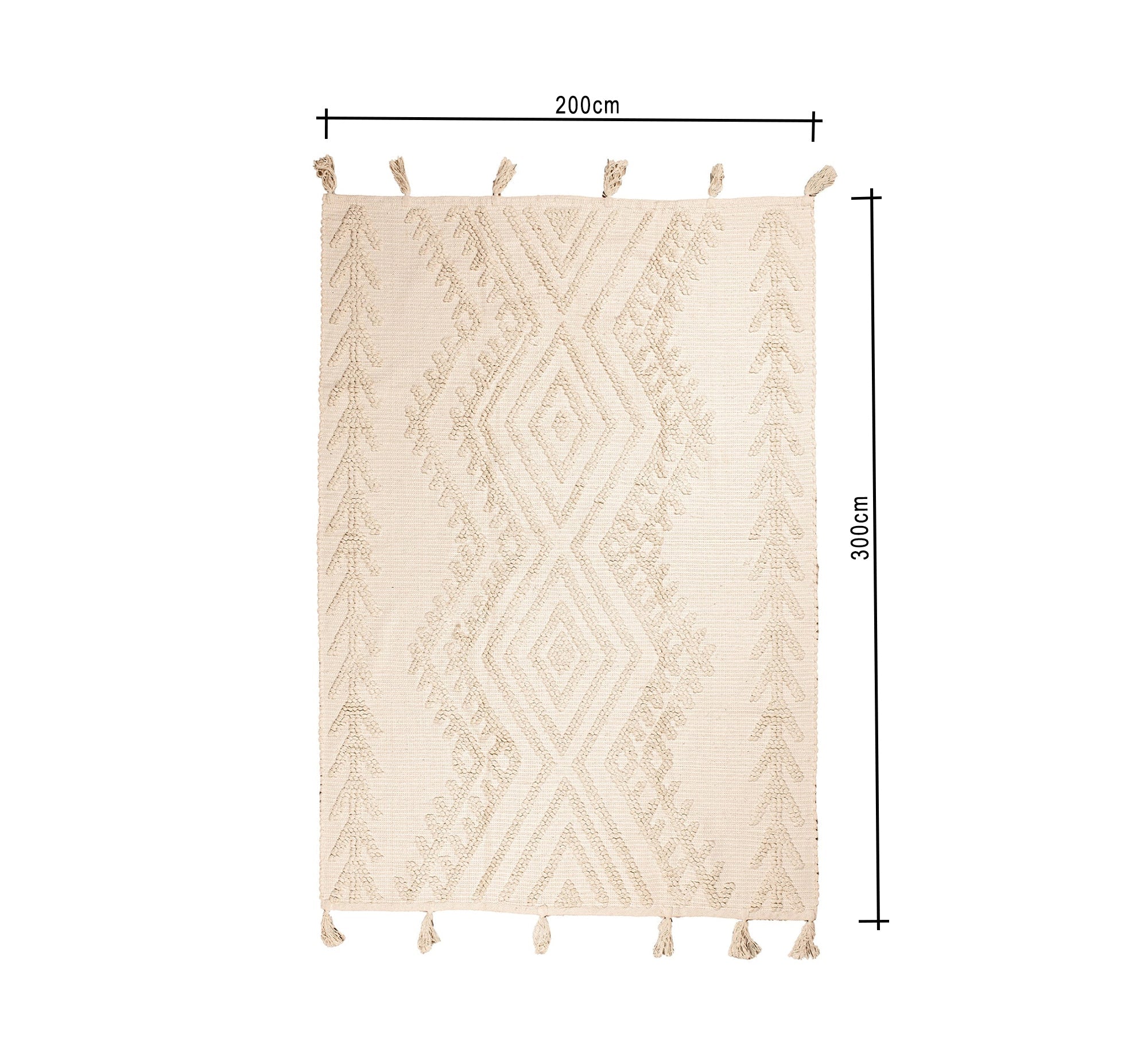 A soft white rug with a distinctive texture and prominent diamond patterns - Vitrine Furniture - Accessories