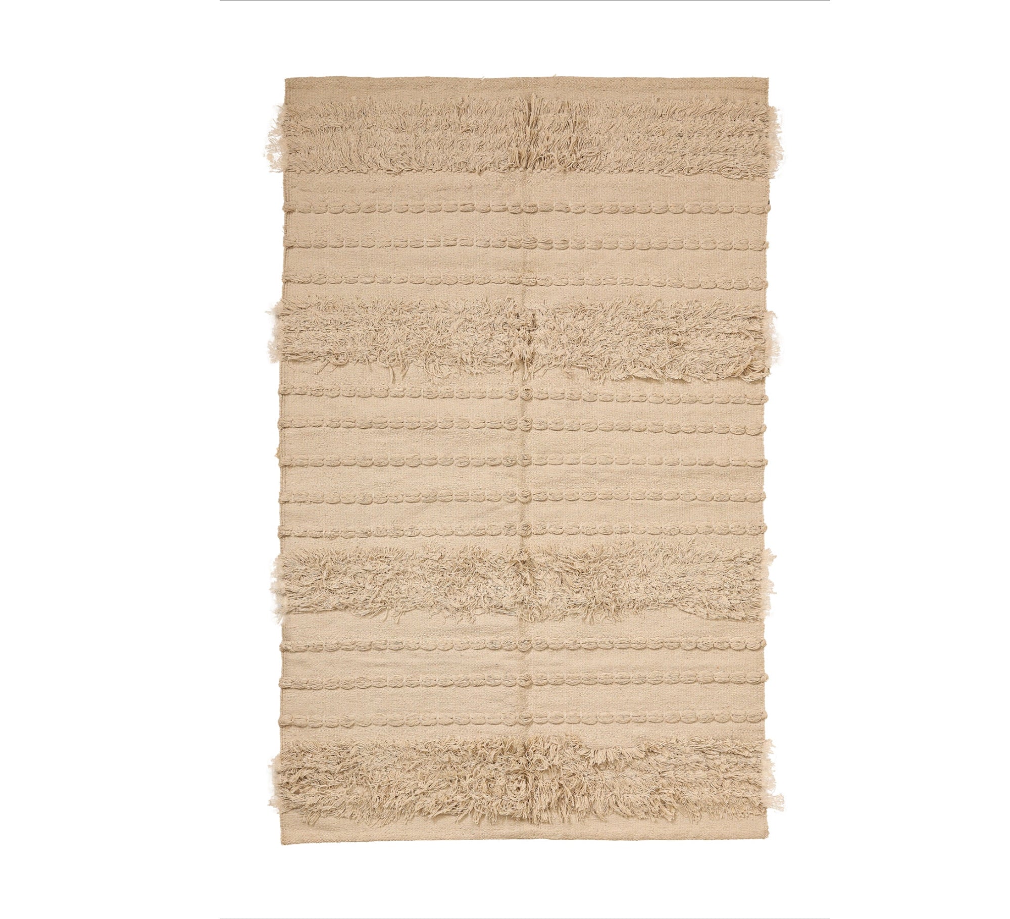 A solid beige rug with raised threads and fringes - Vitrine Furniture - Accessories