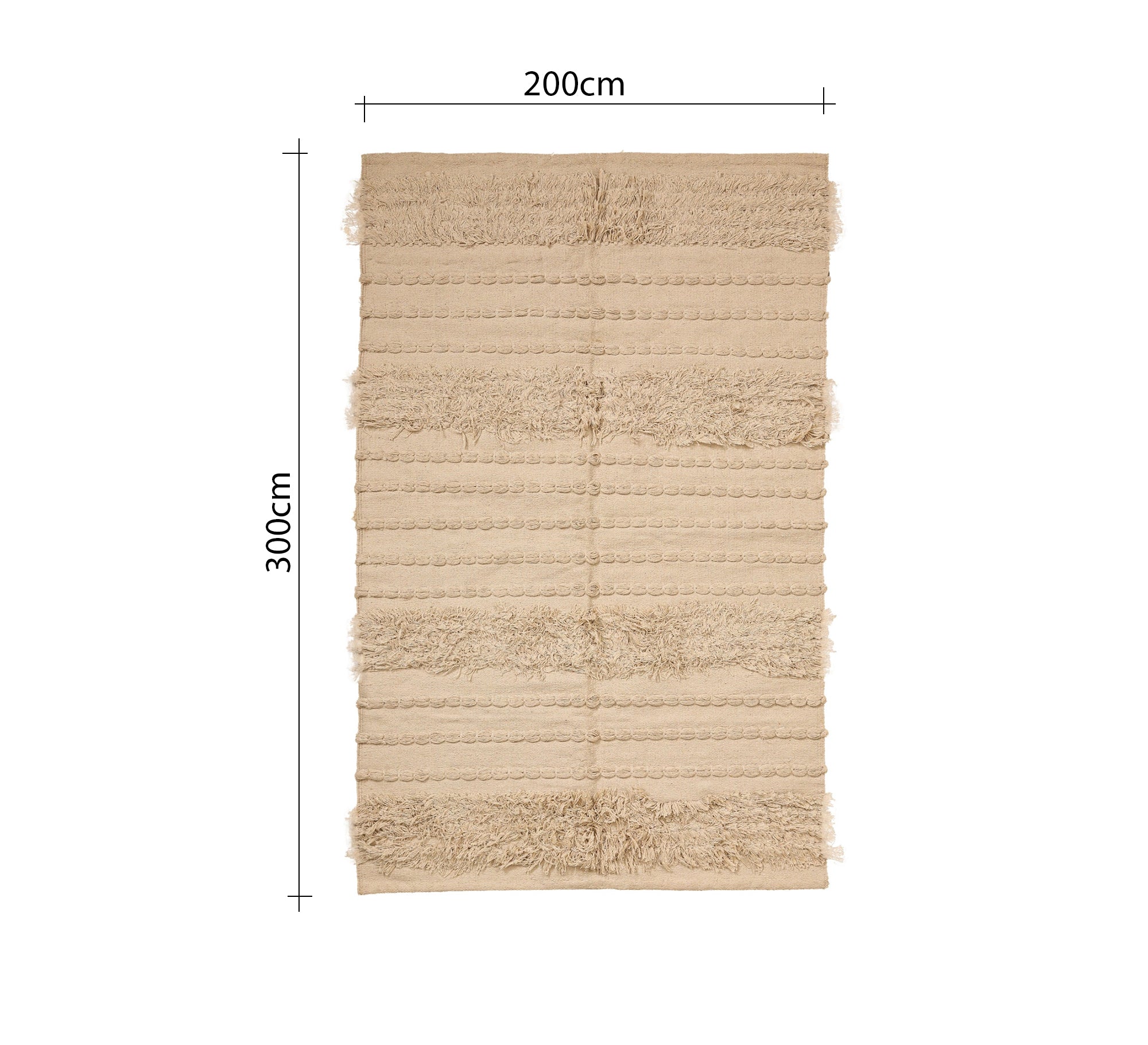 A solid beige rug with raised threads and fringes - Vitrine Furniture - Accessories
