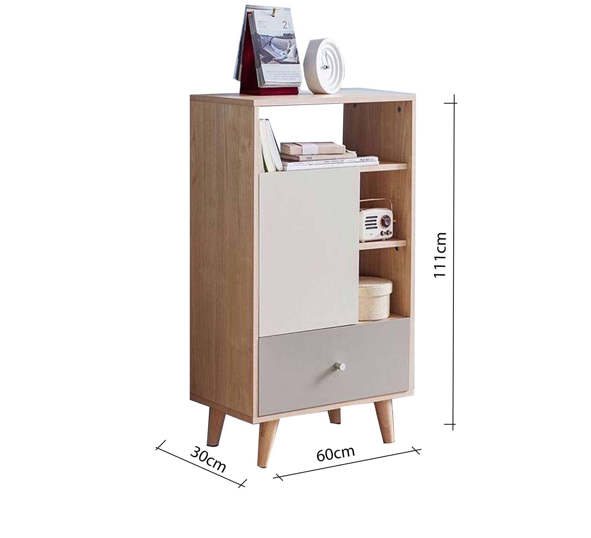 A sophisticated white and beige bookcase - Vitrine Furniture - Furniture