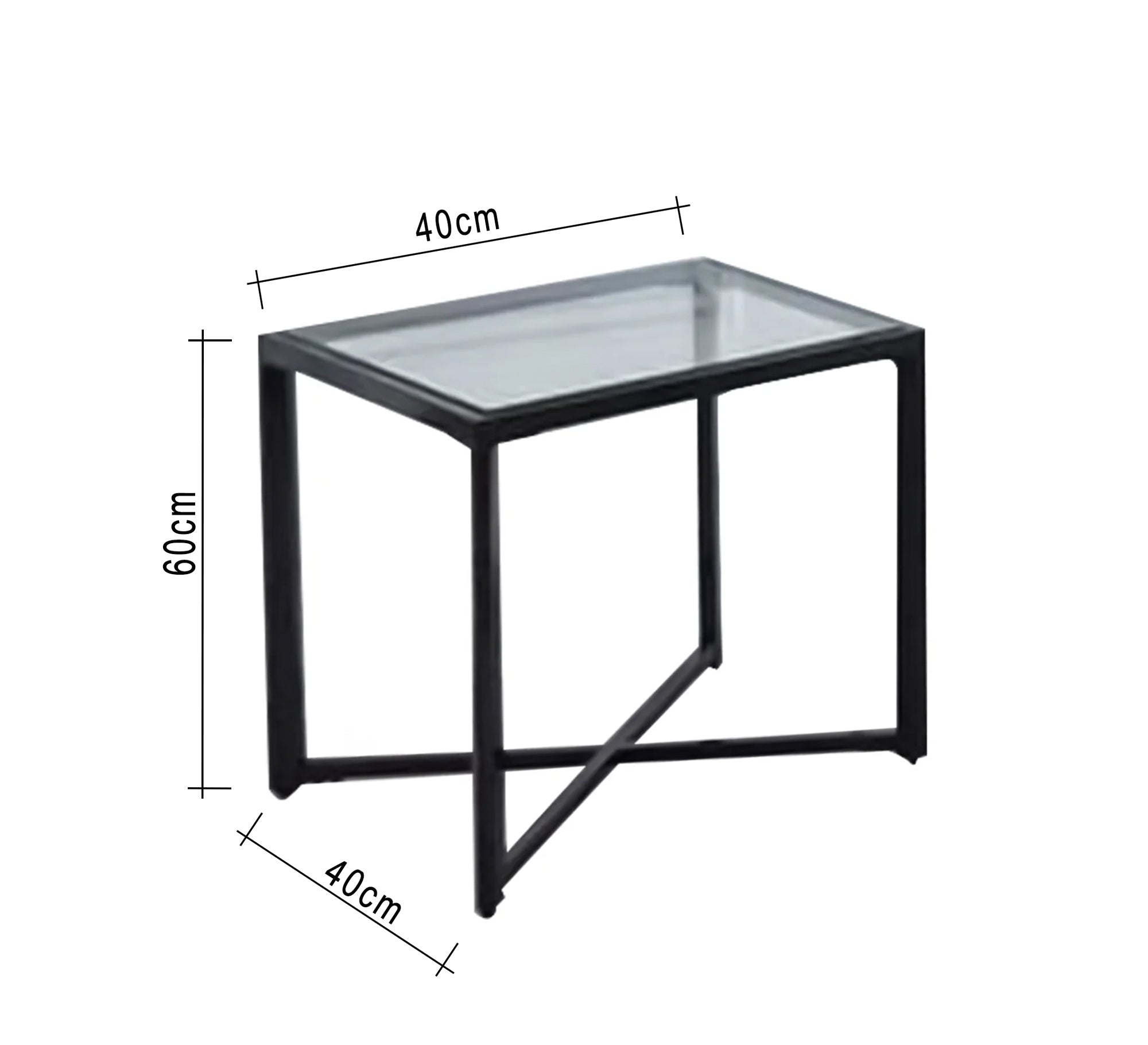 A square table with an x - shaped base - Vitrine Furniture - Furniture