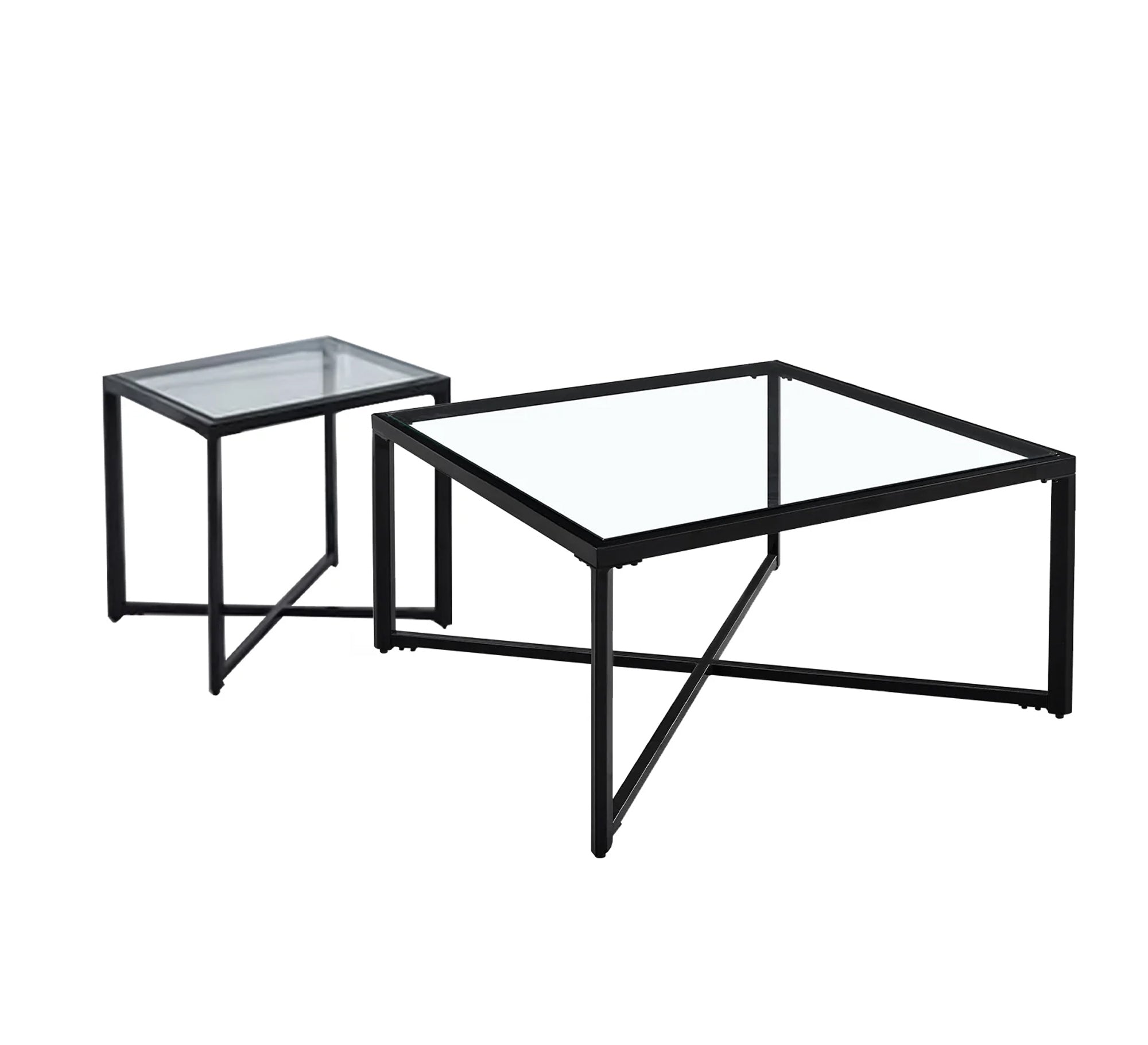 A square table with an x - shaped base - Vitrine Furniture - Furniture