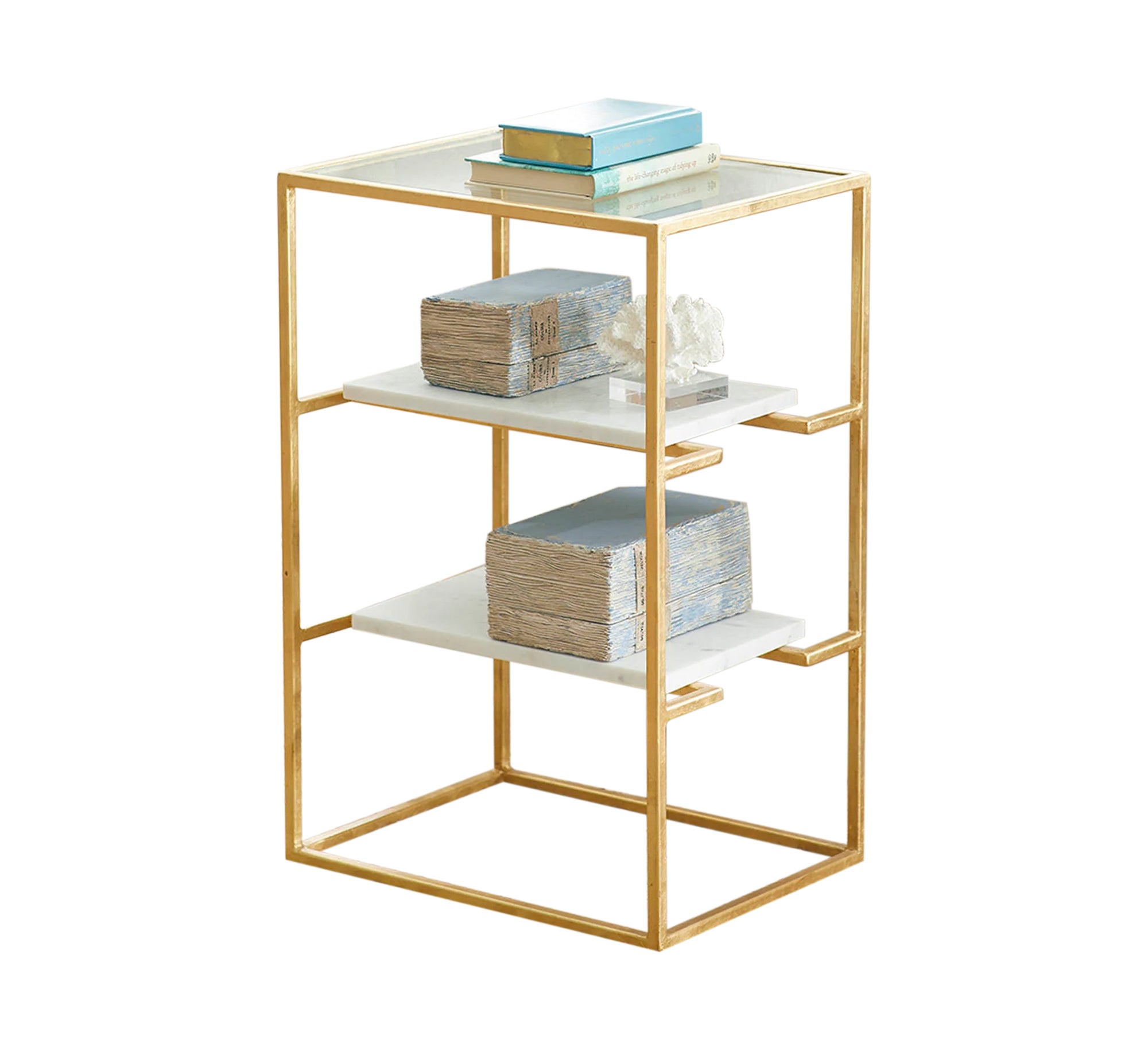 A square table with three marble and glass tops - Vitrine Furniture - Furniture