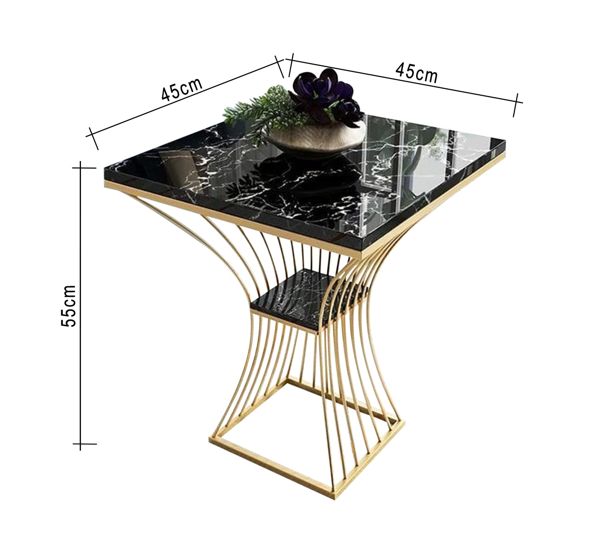 A square table with two black marble tops - Vitrine Furniture - Furniture