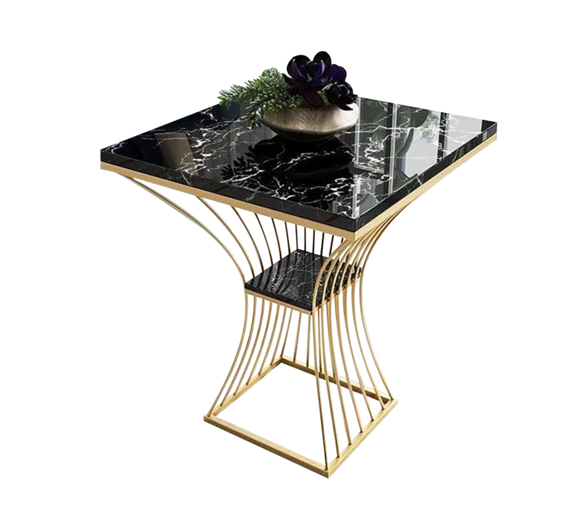 A square table with two black marble tops - Vitrine Furniture - Furniture