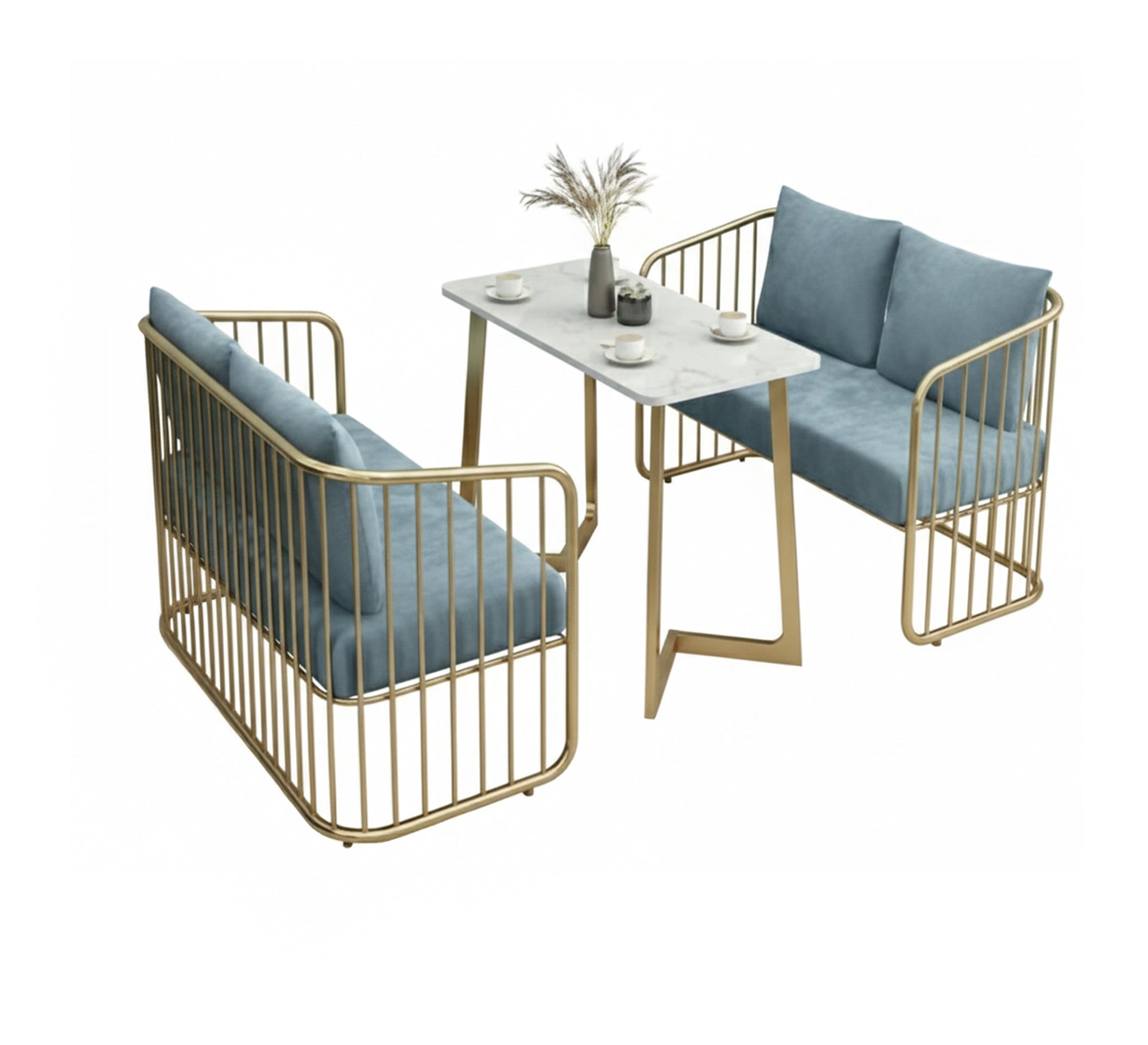 A steel reception set with two sofas - Vitrine Furniture - Furniture