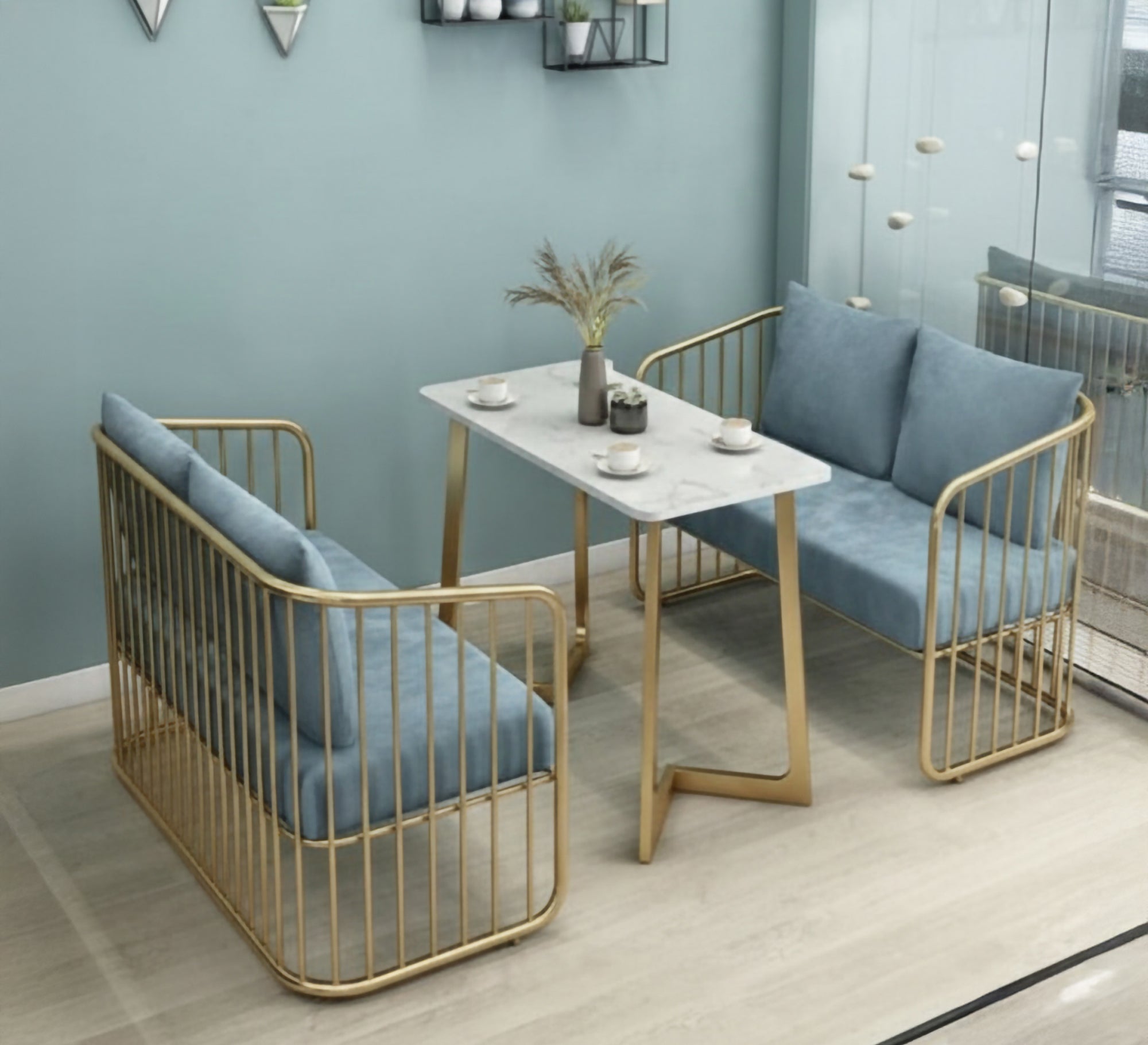 A steel reception set with two sofas - Vitrine Furniture - Furniture