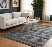 A striped rug with bright colors and random feather patterns - Vitrine Furniture - Accessories