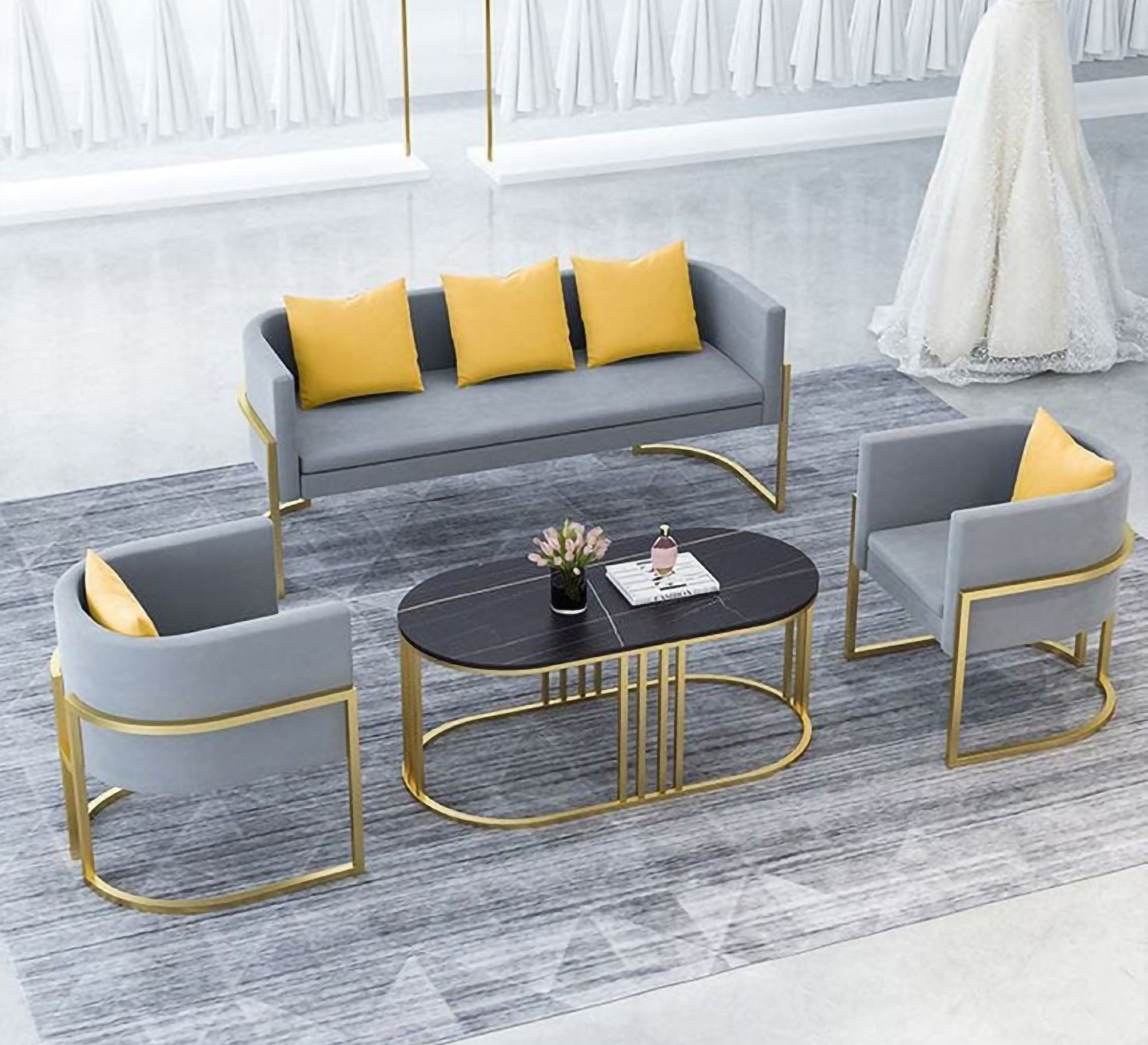 A stylish and distinctive steel living room set - Vitrine Furniture - Furniture