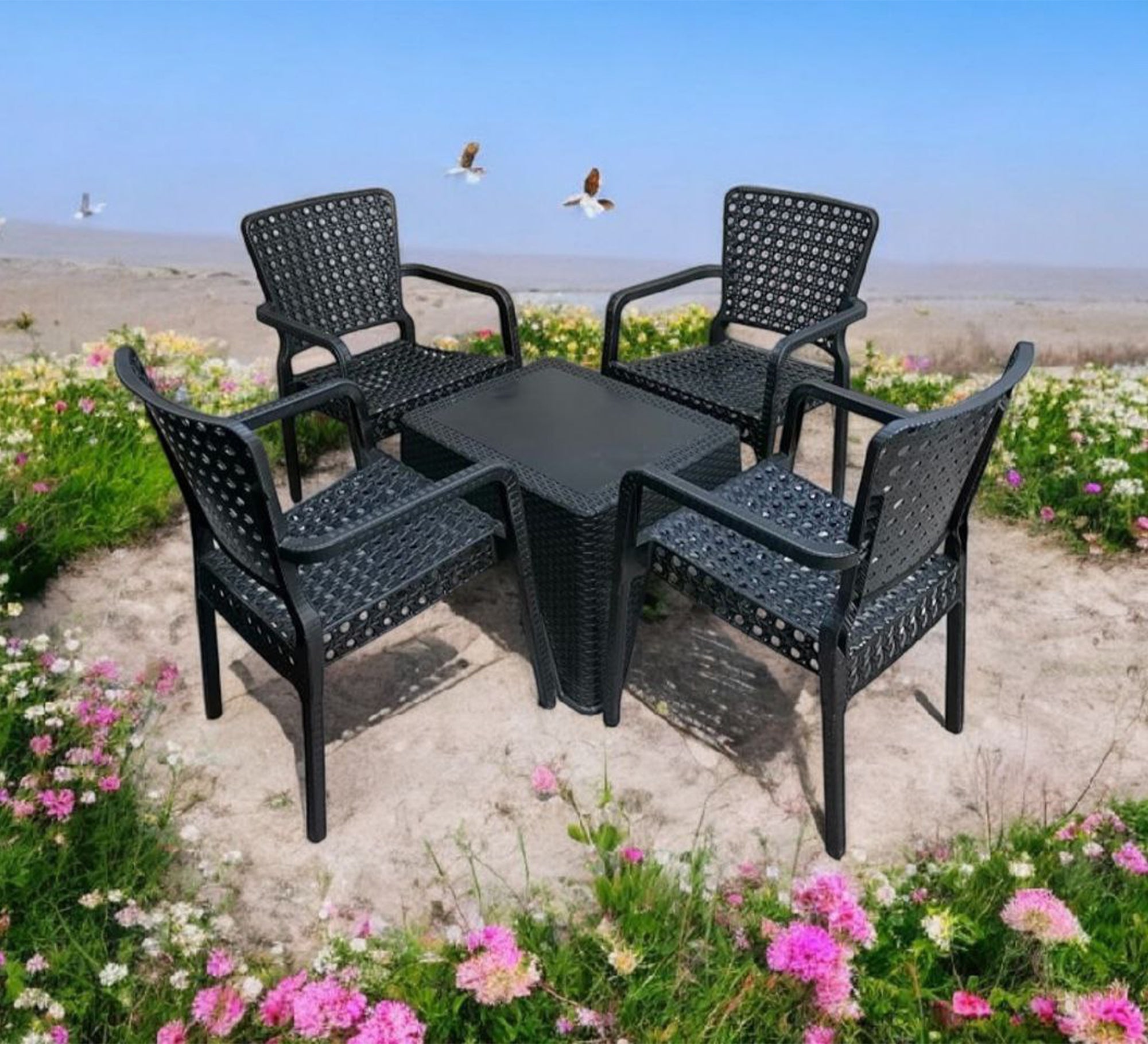 A stylish and durable black outdoor seating set - Vitrine Furniture - Outdoor Products