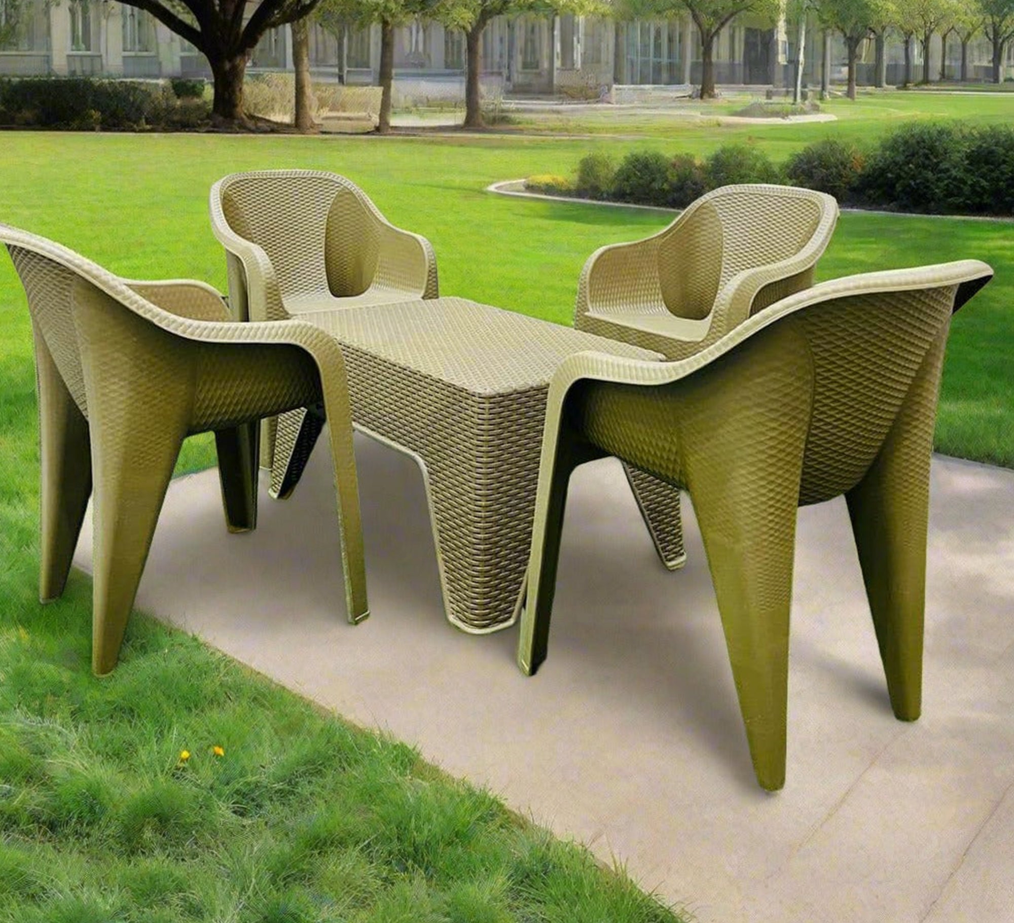 A stylish and practical olive - green patio set for the home - Vitrine Furniture - Outdoor Products