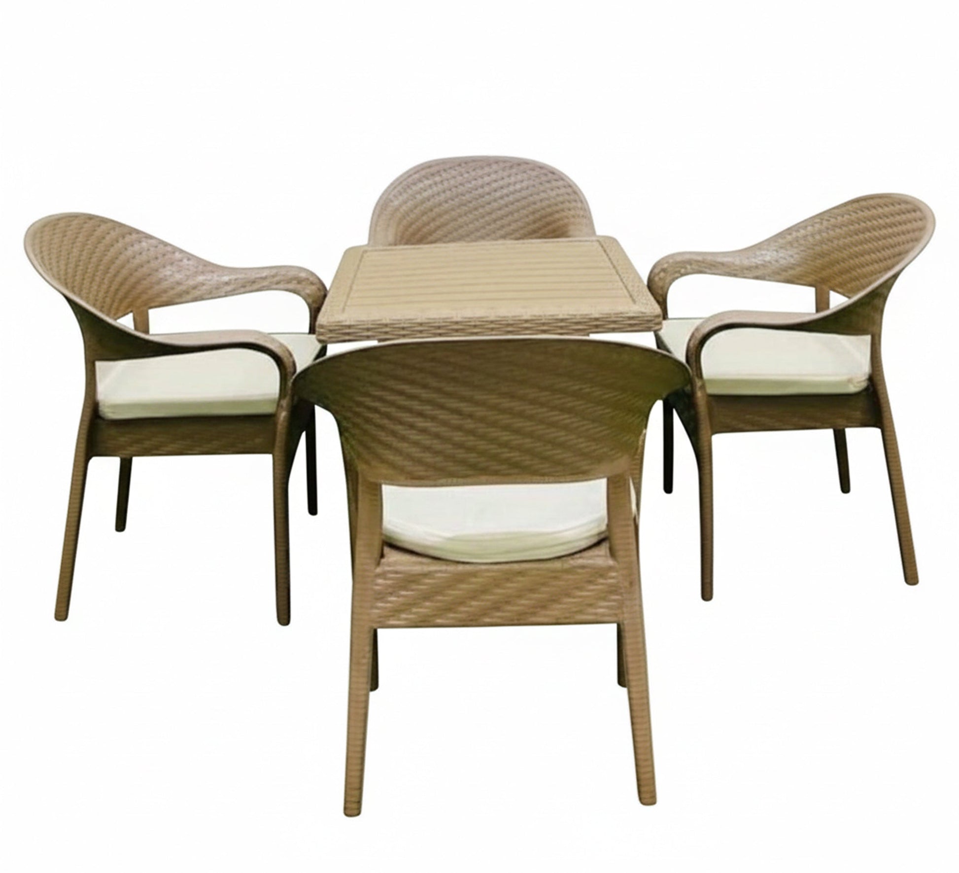 A stylish beige patio set with white cushions - Vitrine Furniture - Outdoor Products