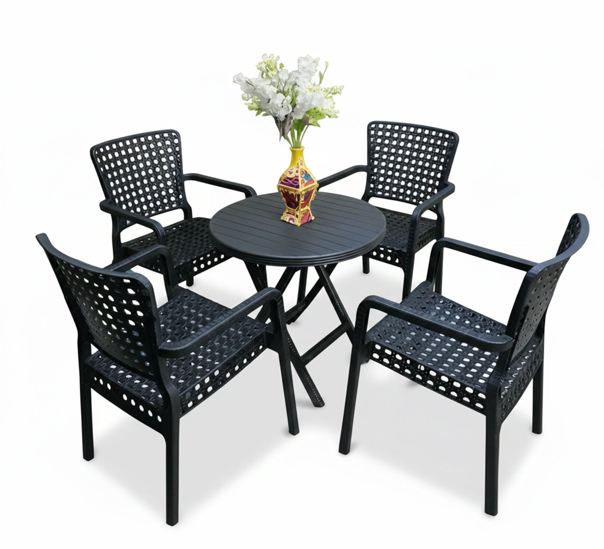A stylish black outdoor seating set for gardens - Vitrine Furniture - Outdoor Products
