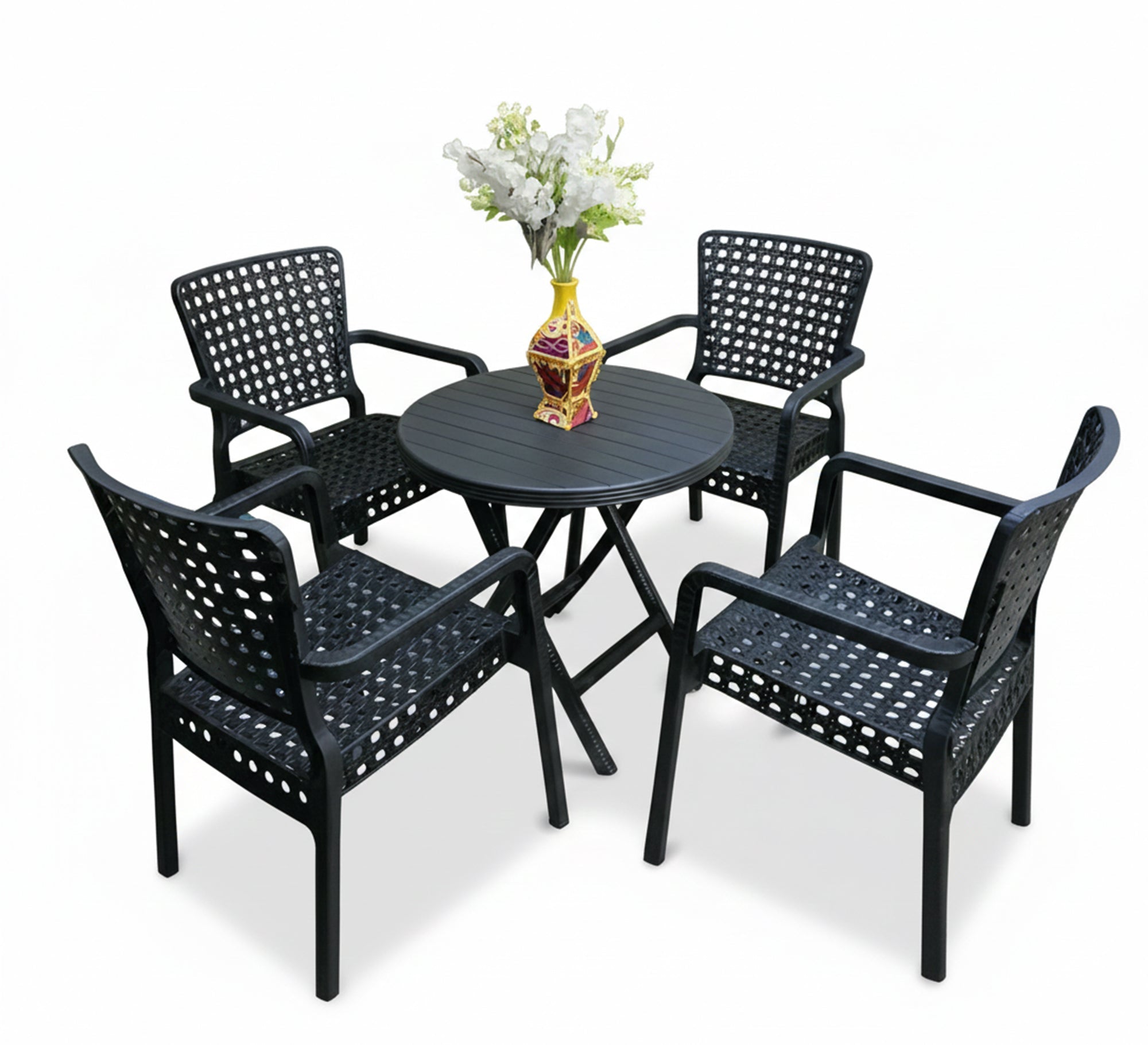 A stylish black outdoor seating set for gardens - Vitrine Furniture - Outdoor Products
