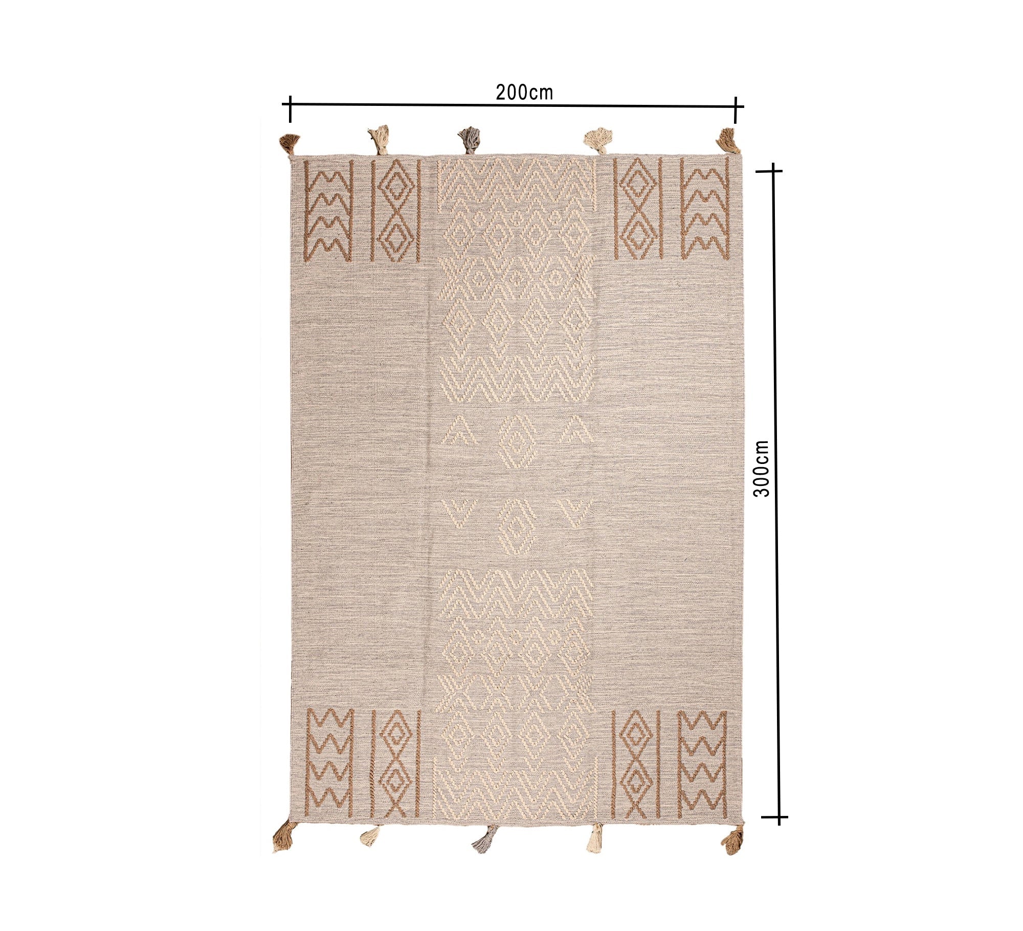 A stylish, boho beige rug with a central design and herringbone patterns - Vitrine Furniture - Accessories