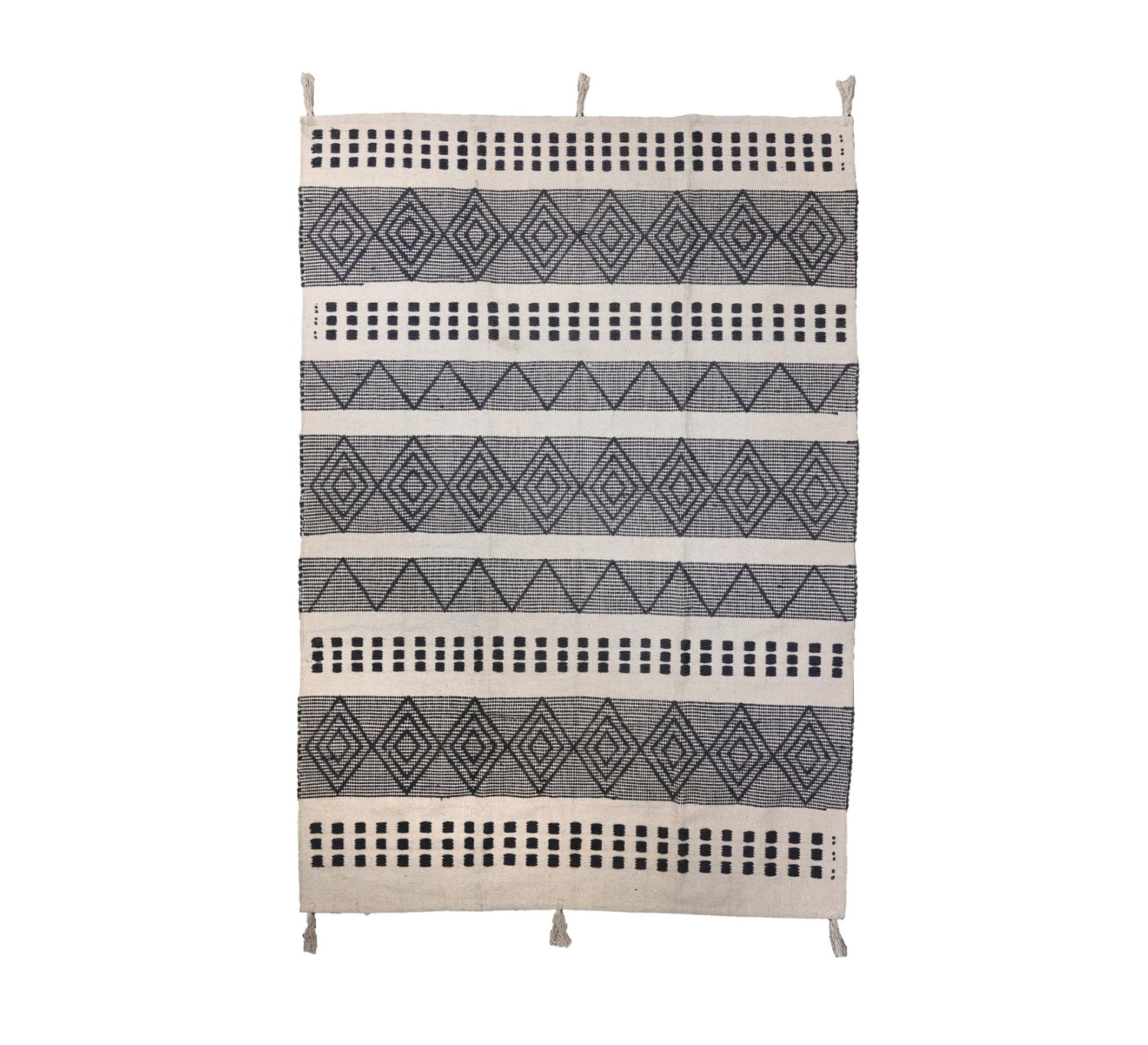 A stylish, modern rug in neutral colors featuring alternating geometric stripes - Vitrine Furniture - Accessories
