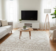 A stylish natural rug with a distinctive texture, featuring geometric designs and bohemian motifs - Vitrine Furniture - Accessories