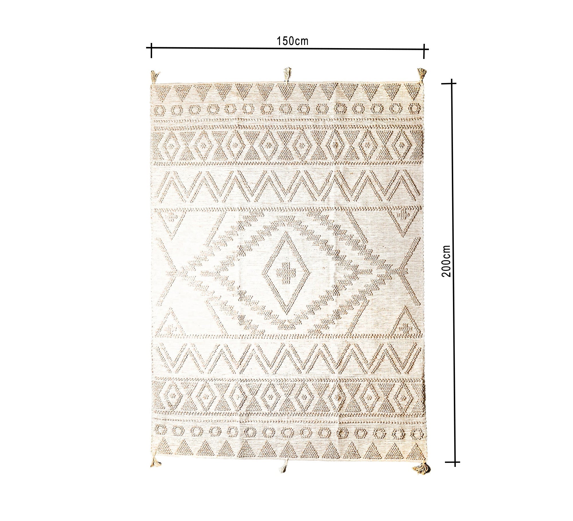 A stylish natural rug with a distinctive texture, featuring geometric designs and bohemian motifs - Vitrine Furniture - Accessories