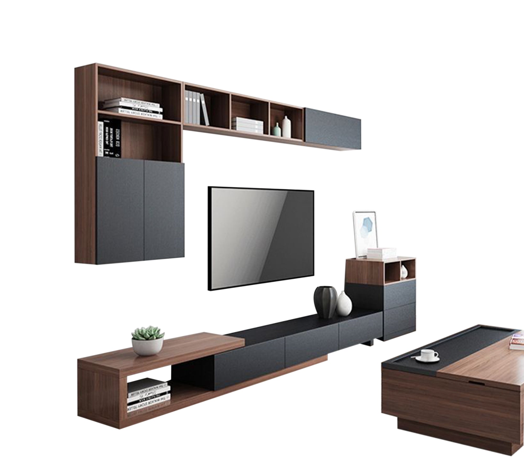 A table, a TV unit, and a two - leaf top - Vitrine Furniture - Furniture