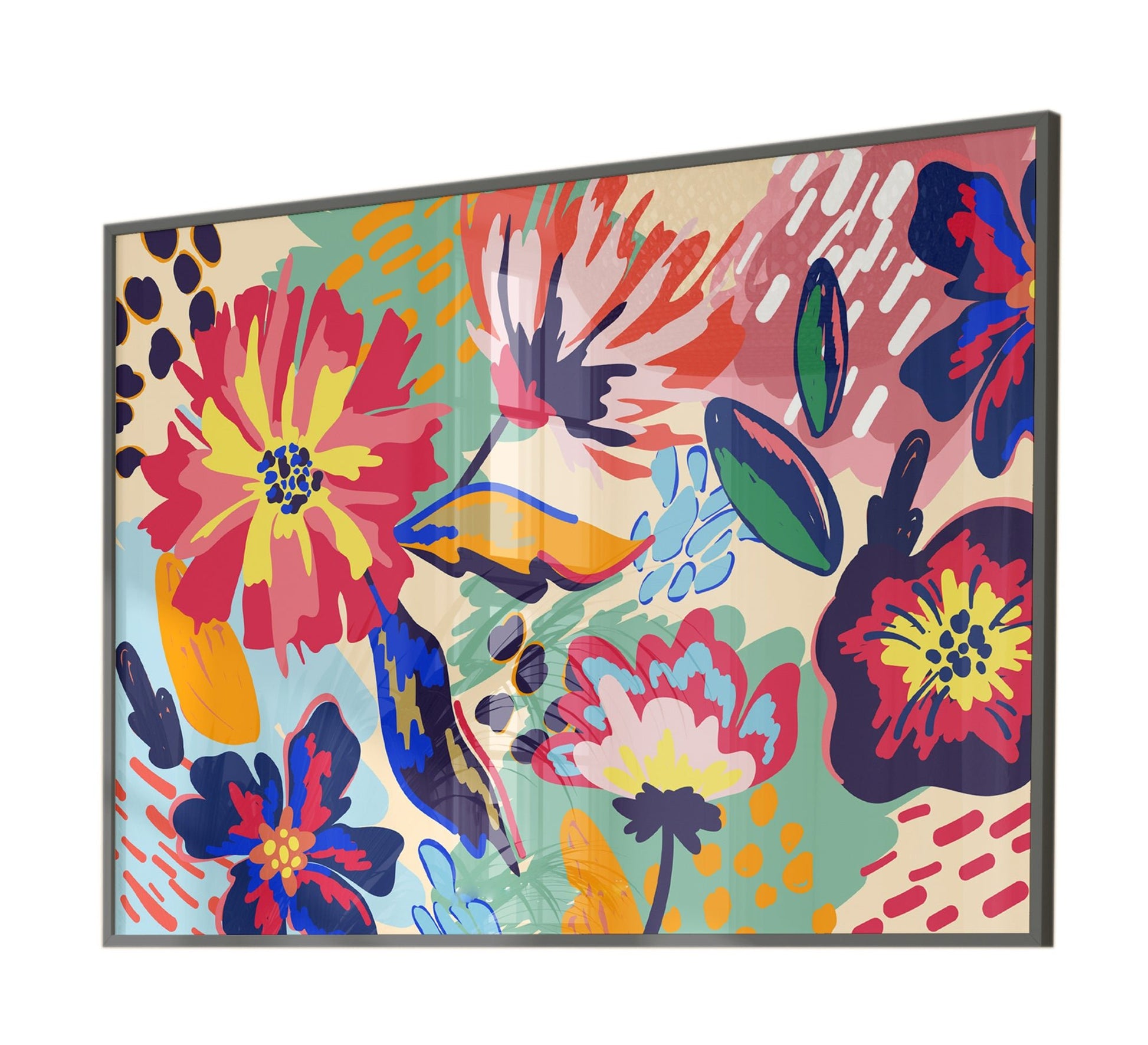 A tableau of a group of roses in bright colours - Vitrine Furniture - Décor