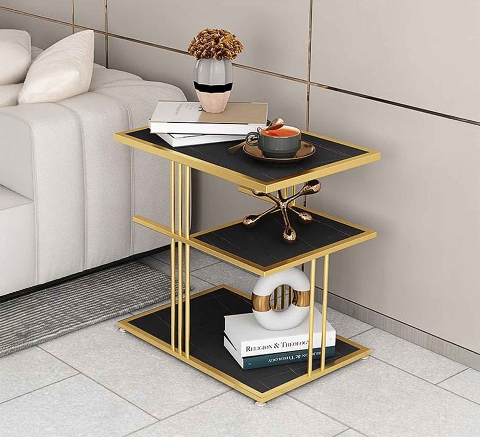 A three - top wooden side table - Vitrine Furniture - Furniture