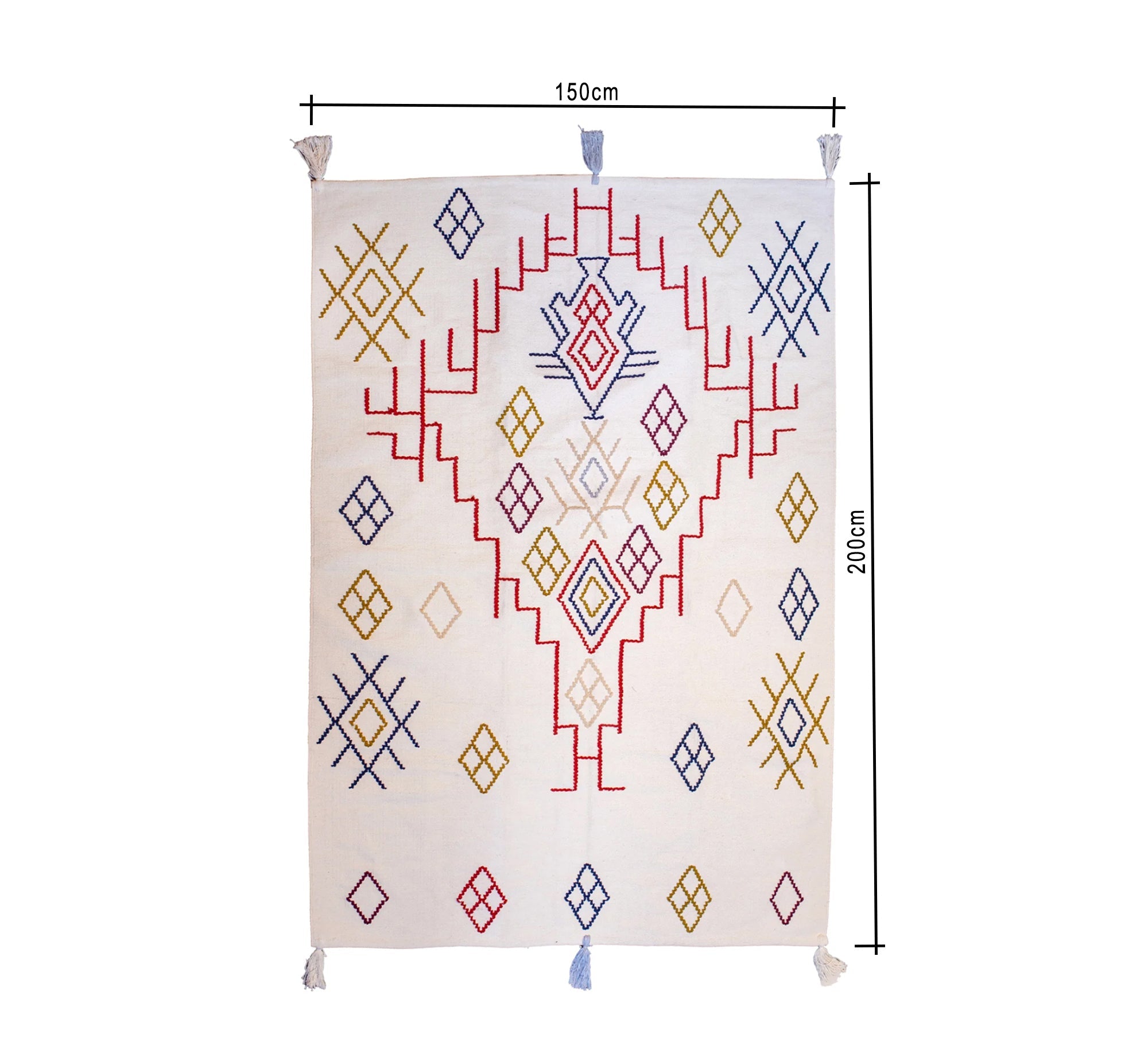 A traditional and comfortable bohemian rug featuring embroidery and vibrant colors - Vitrine Furniture - Accessories