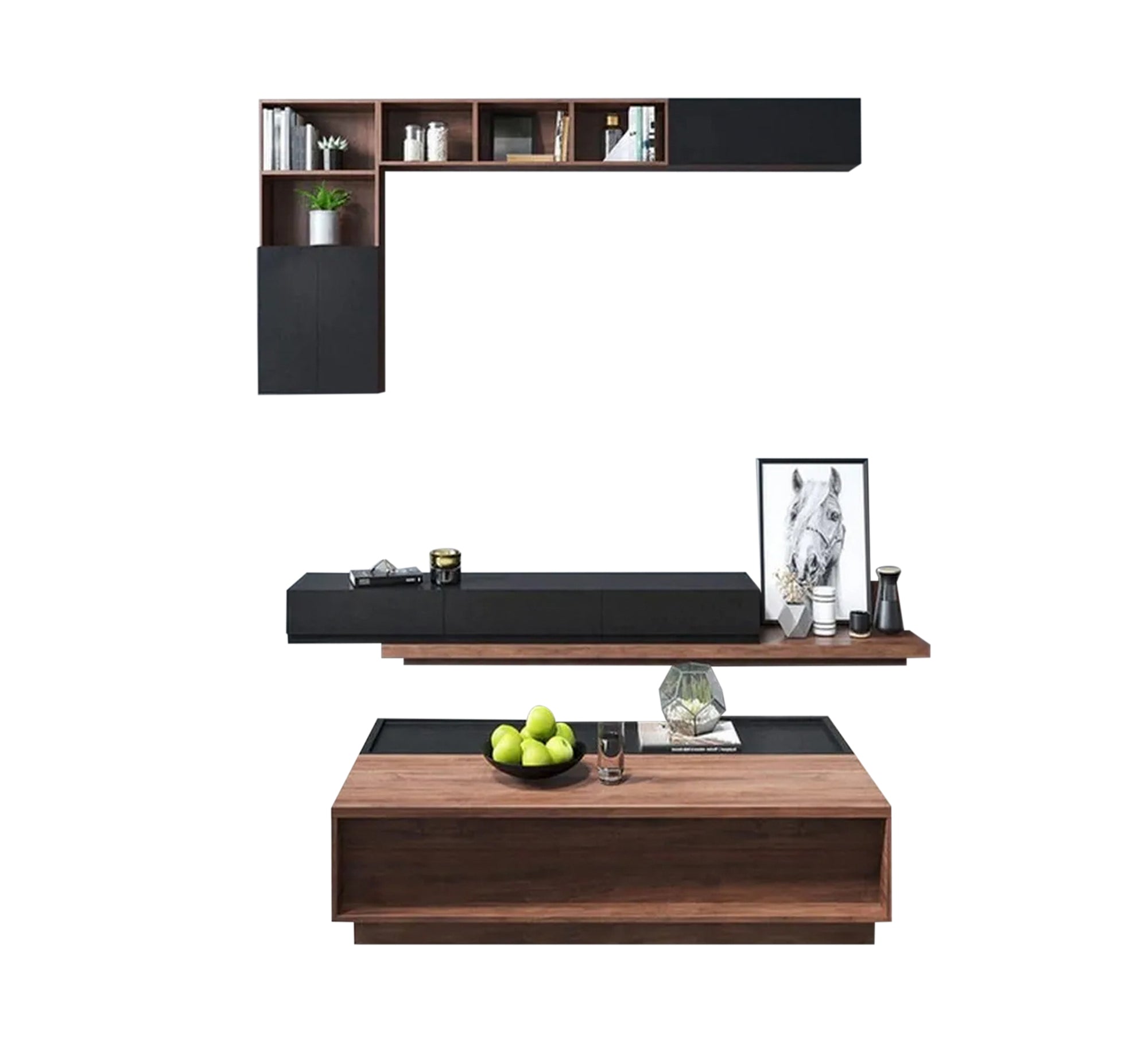 A TV table and coffee table in luxurious black and brown. - Vitrine Furniture - Furniture