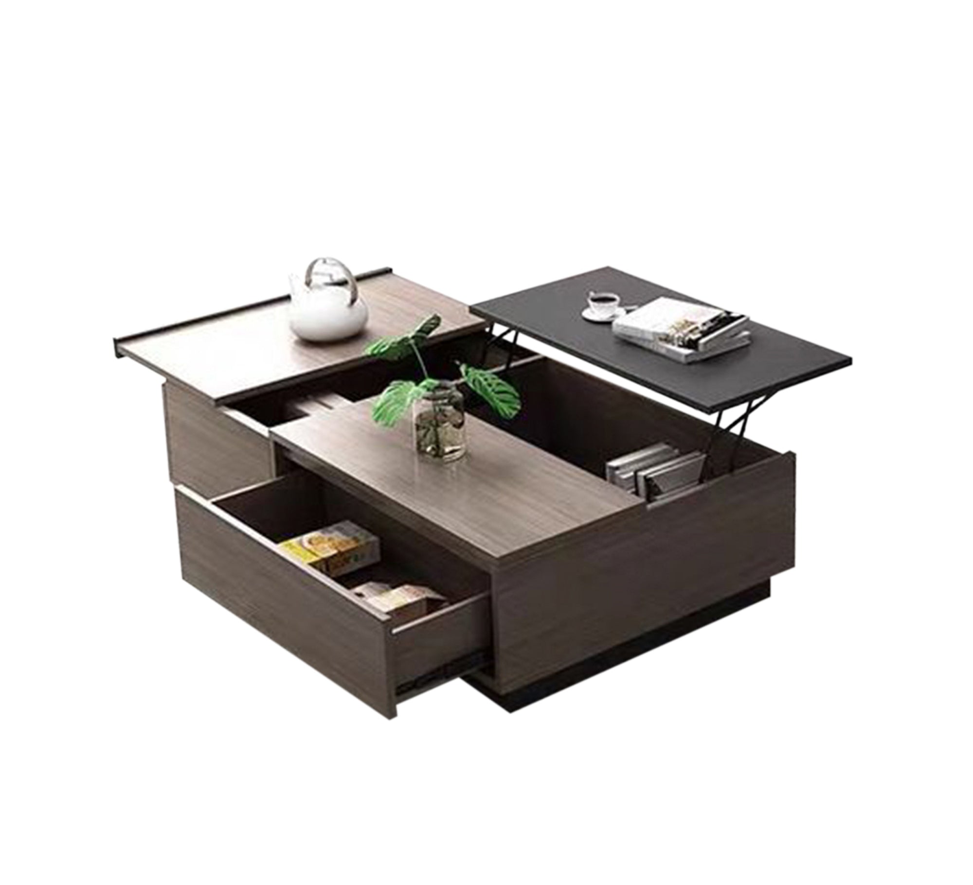 A TV unit, a shelf, and a unit with 2 drawers and a rectangular table - Vitrine Furniture - Furniture