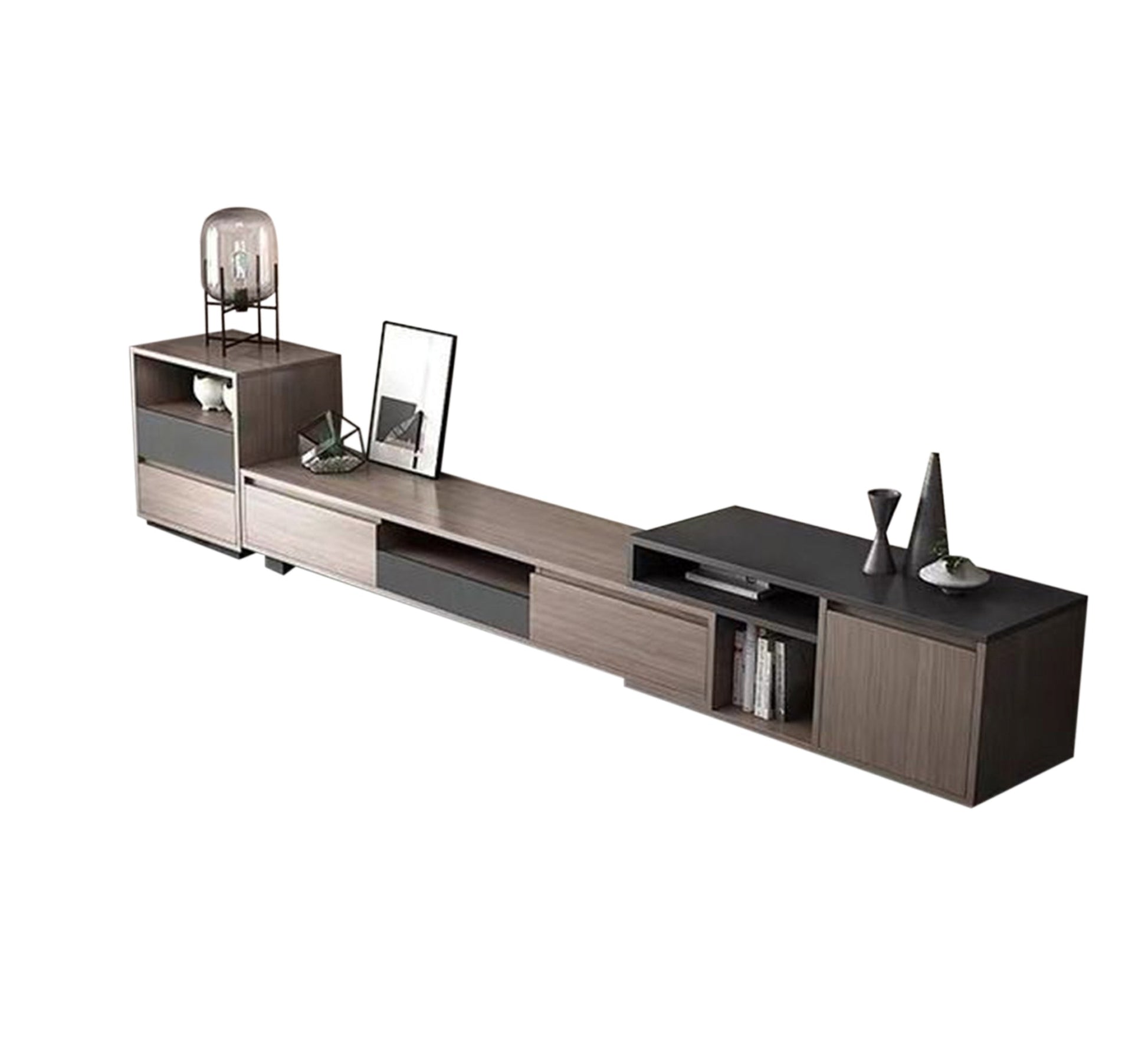 A TV unit, a shelf, and a unit with 2 drawers and a rectangular table - Vitrine Furniture - Furniture