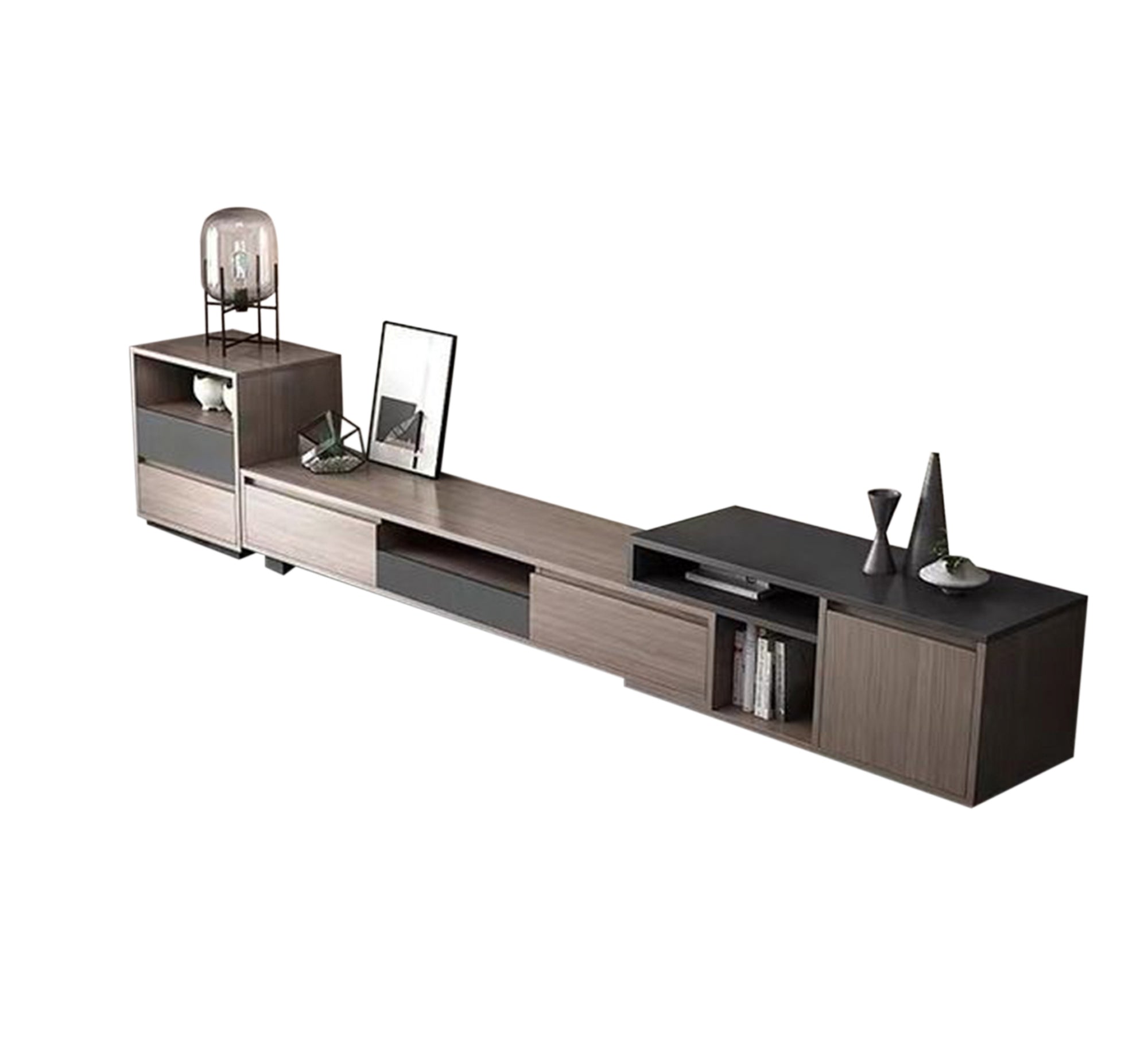 A TV unit, a shelf, and a unit with 2 drawers and a rectangular table - Vitrine Furniture - Furniture