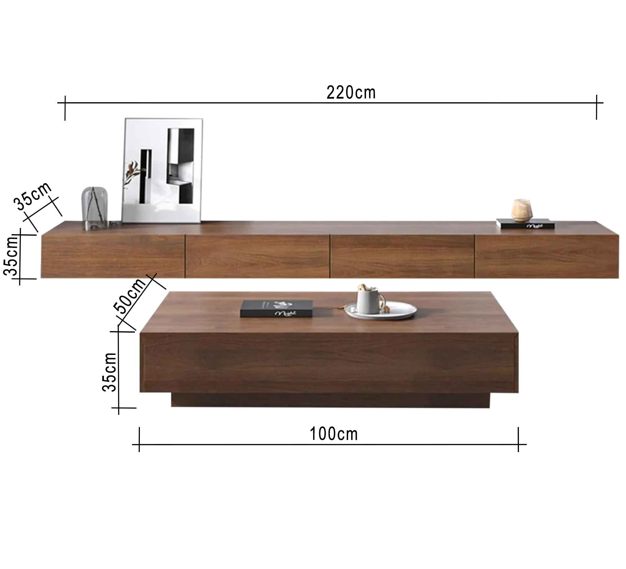 A TV unit and coffee table in a luxurious and elegant brown design - Vitrine Furniture - Furniture