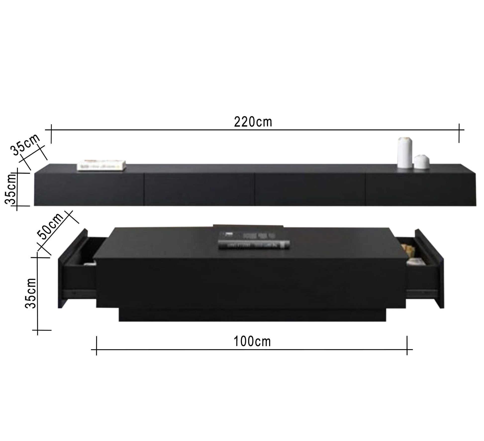 A TV unit and coffee table in a stylish and elegant black design - Vitrine Furniture - Furniture