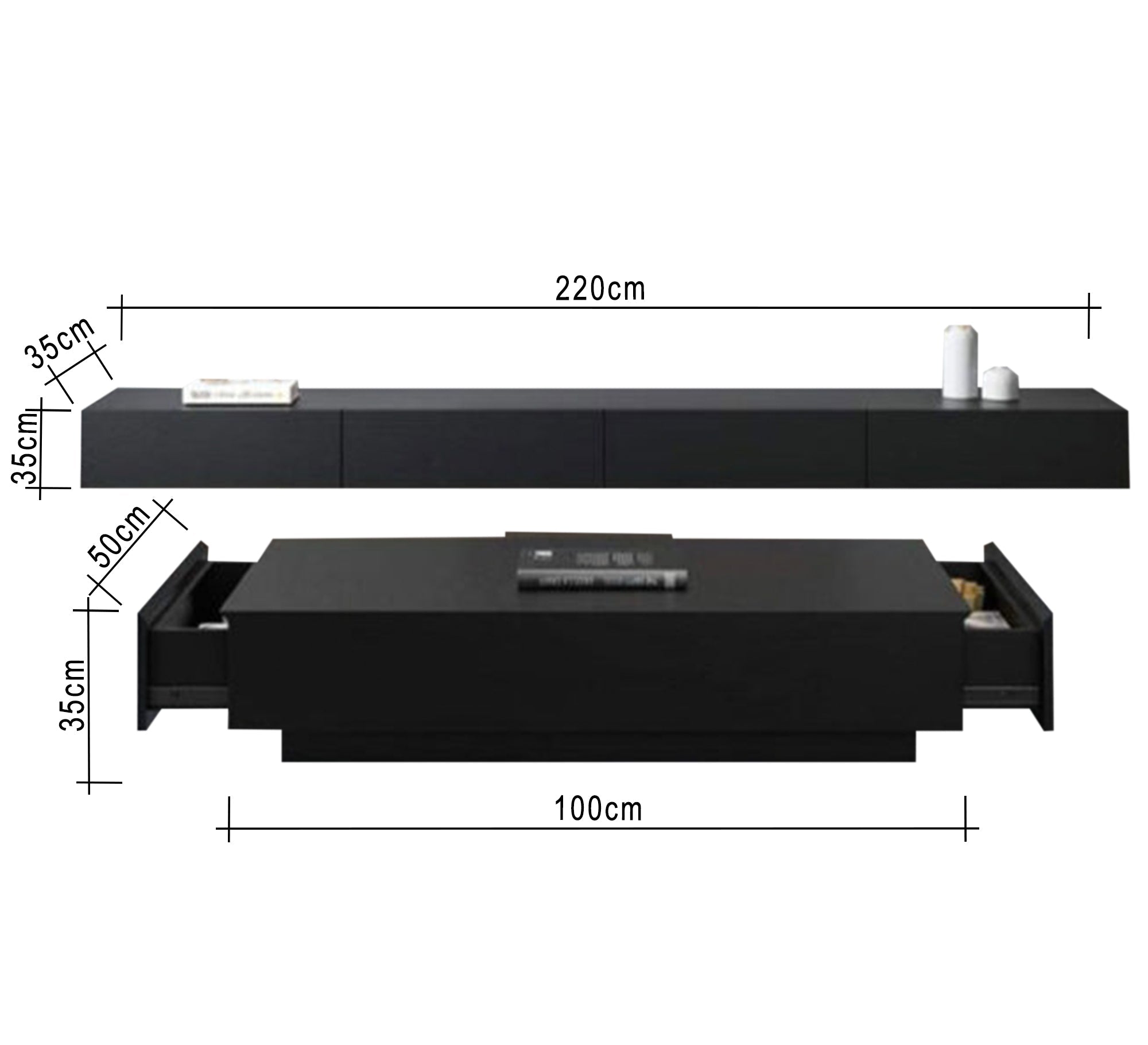 A TV unit and coffee table in a stylish and elegant black design - Vitrine Furniture - Furniture