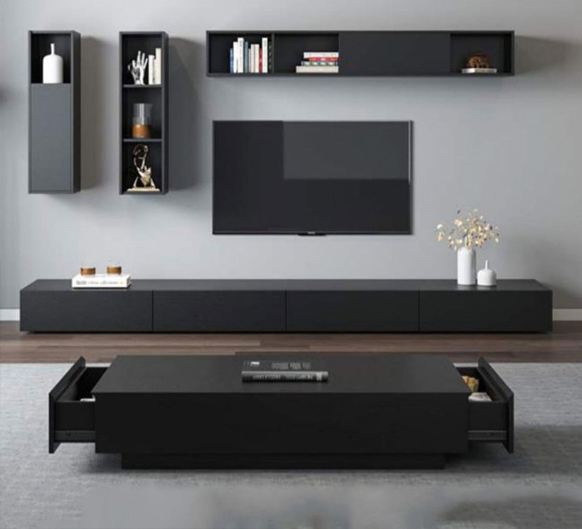 A TV unit and coffee table in a stylish and elegant black design - Vitrine Furniture - Furniture