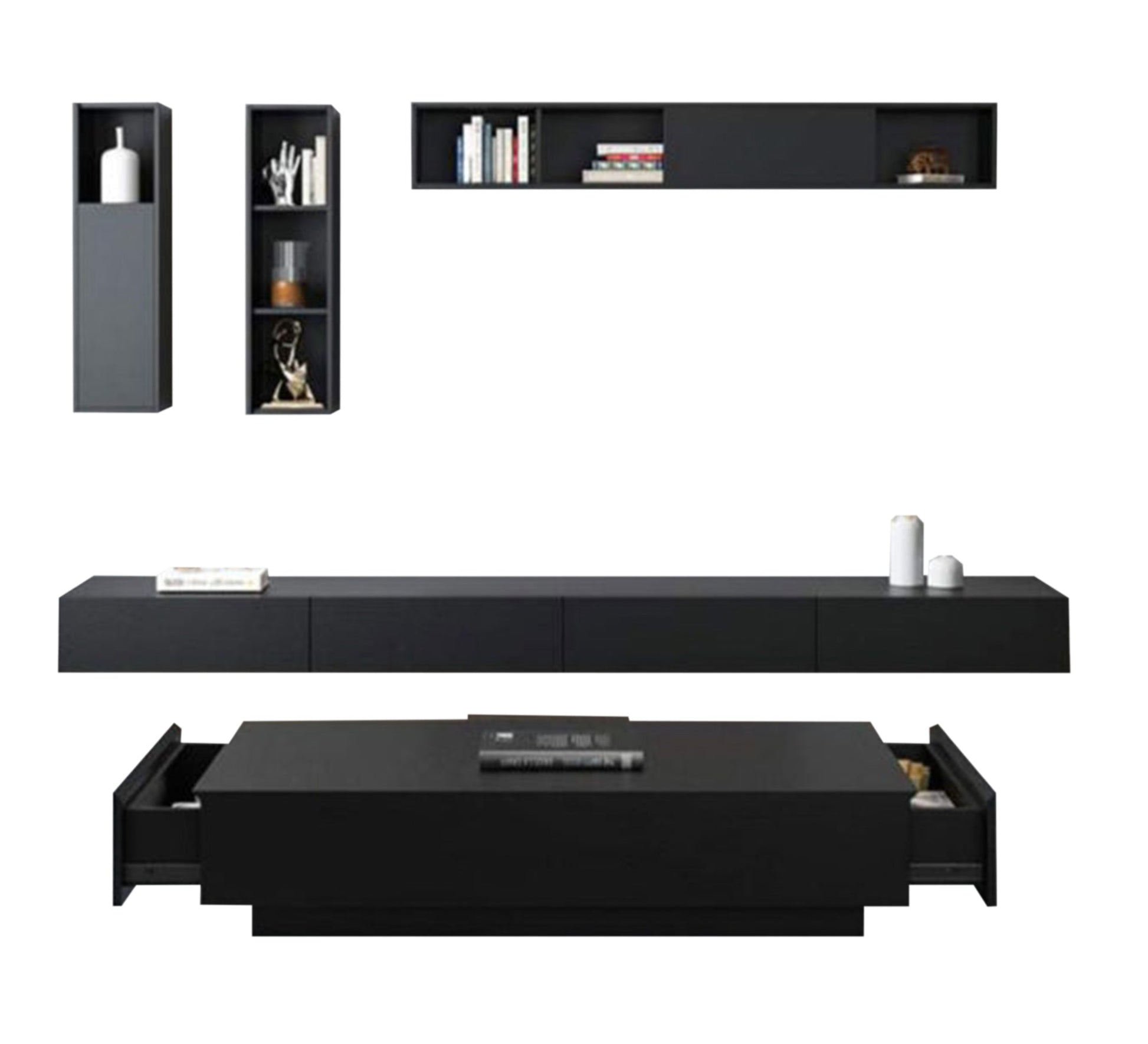 A TV unit and coffee table in a stylish and elegant black design - Vitrine Furniture - Furniture
